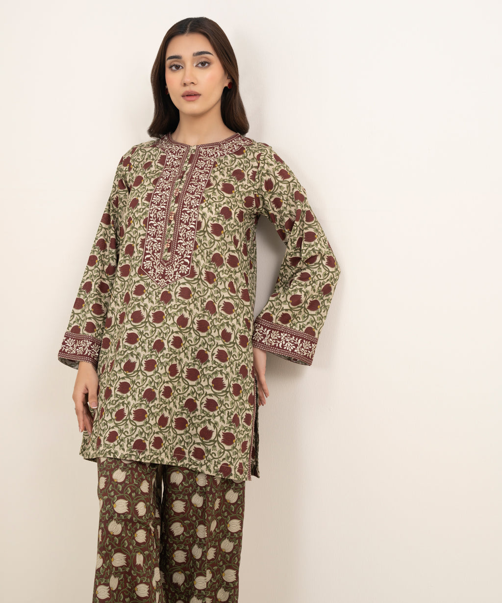 2 Piece - Embroidered Dobby Suit