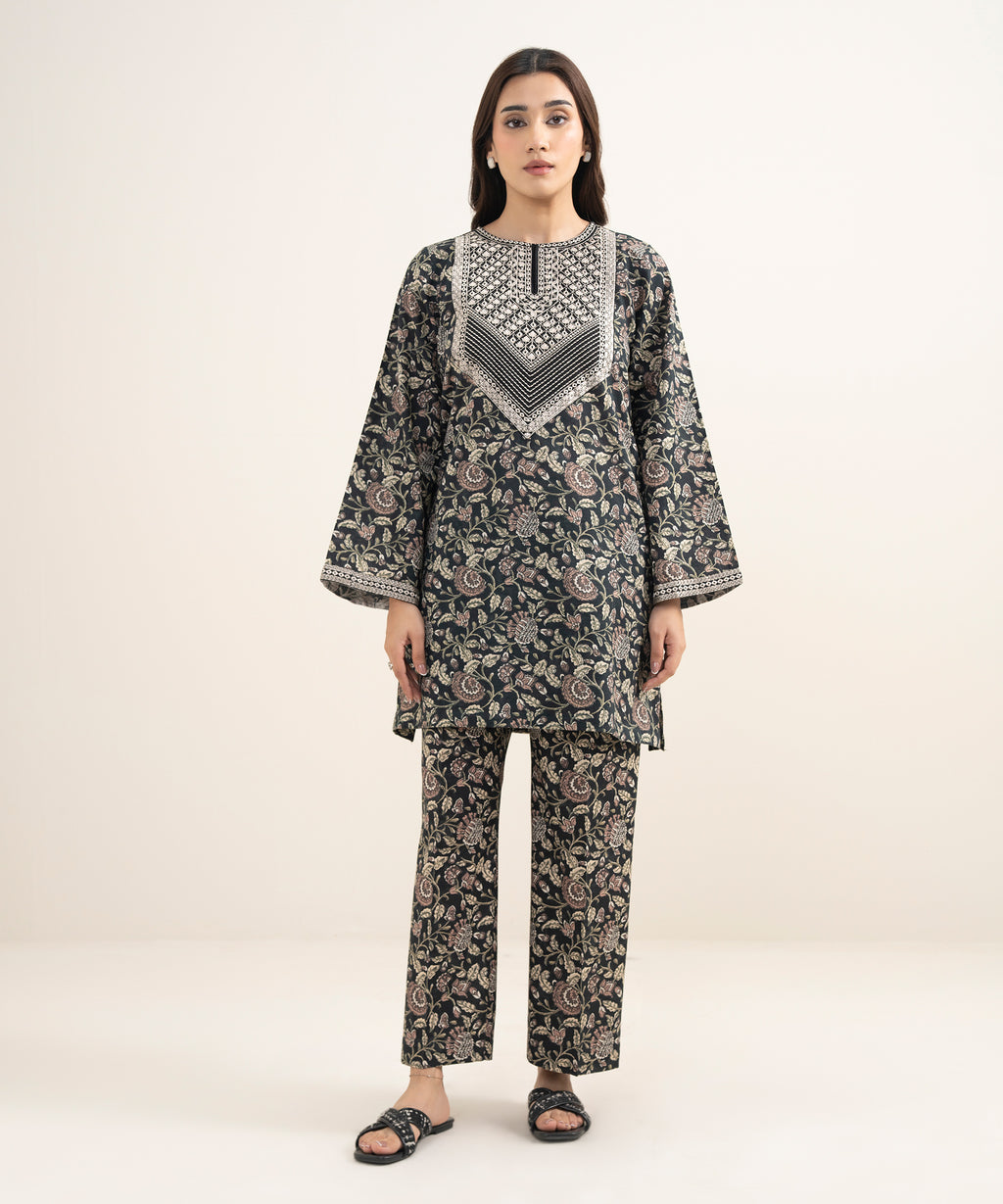 2 Piece - Embroidered Dobby Suit