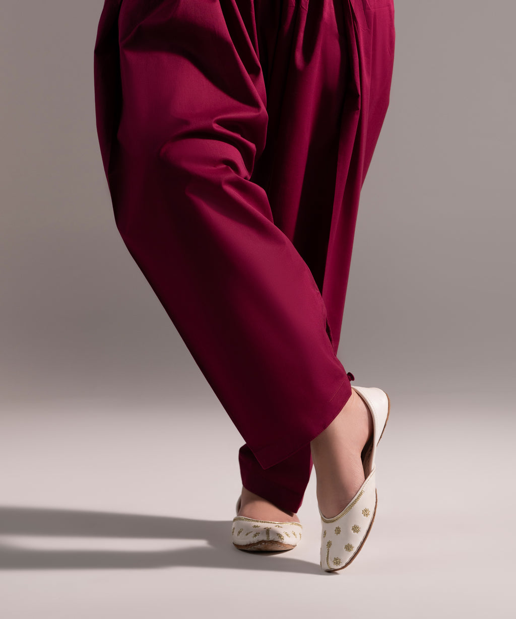 Women's RTW Cambric Solid Purple Shalwar