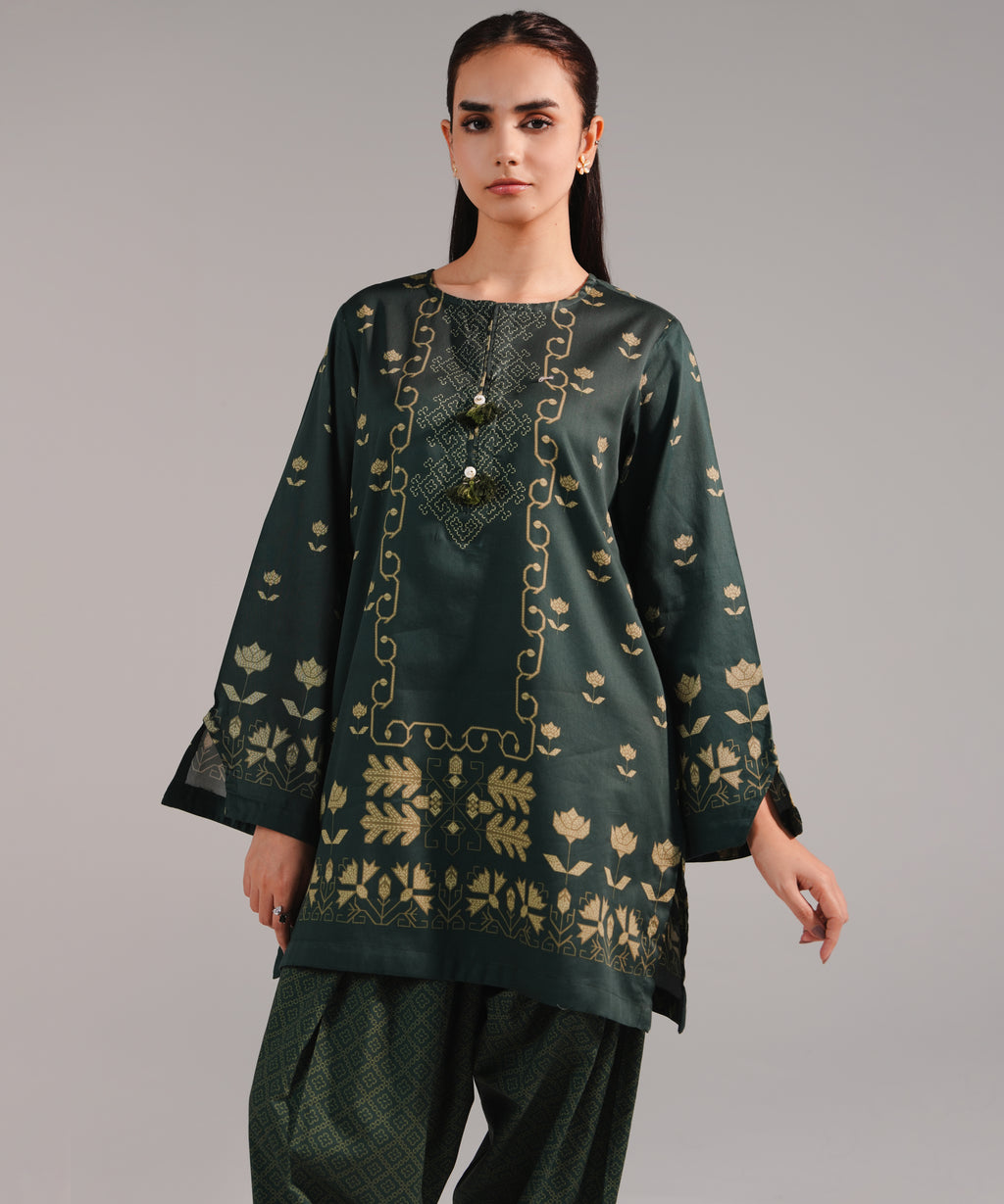 Printed Cotton Satin Shirt