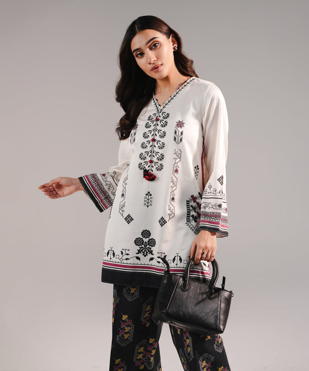 Printed Cotton Satin Shirt