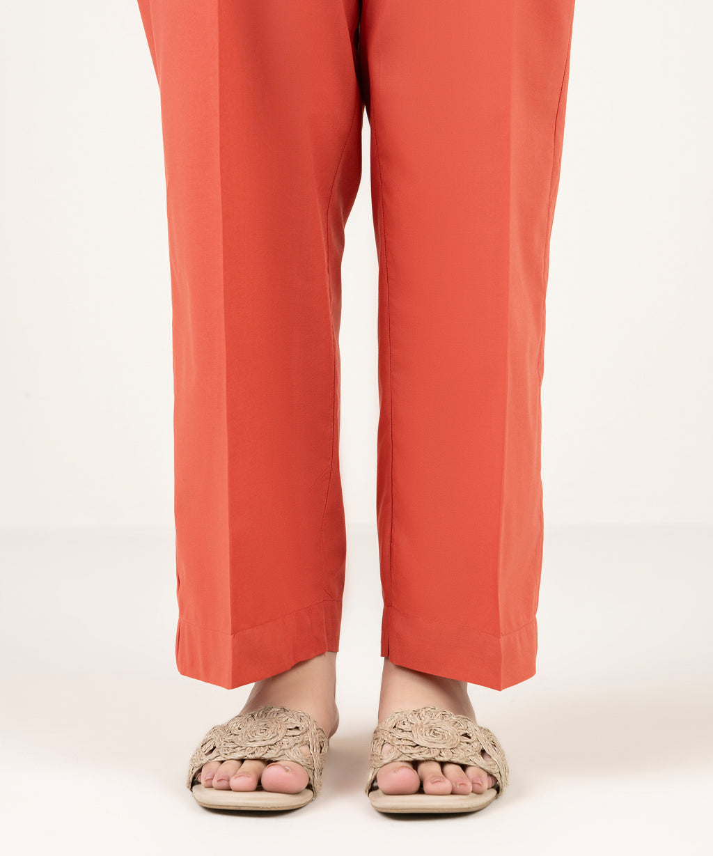 Solid Cambric Straight Pants