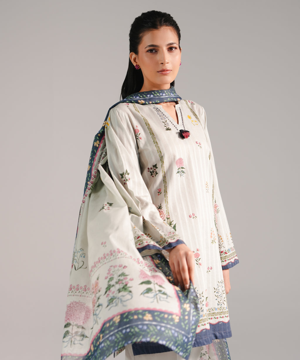 3 Piece - Printed Leno Kara Suit