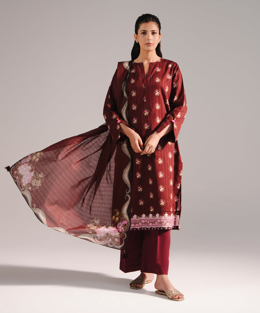 3 Piece - Printed Leno Kara Suit