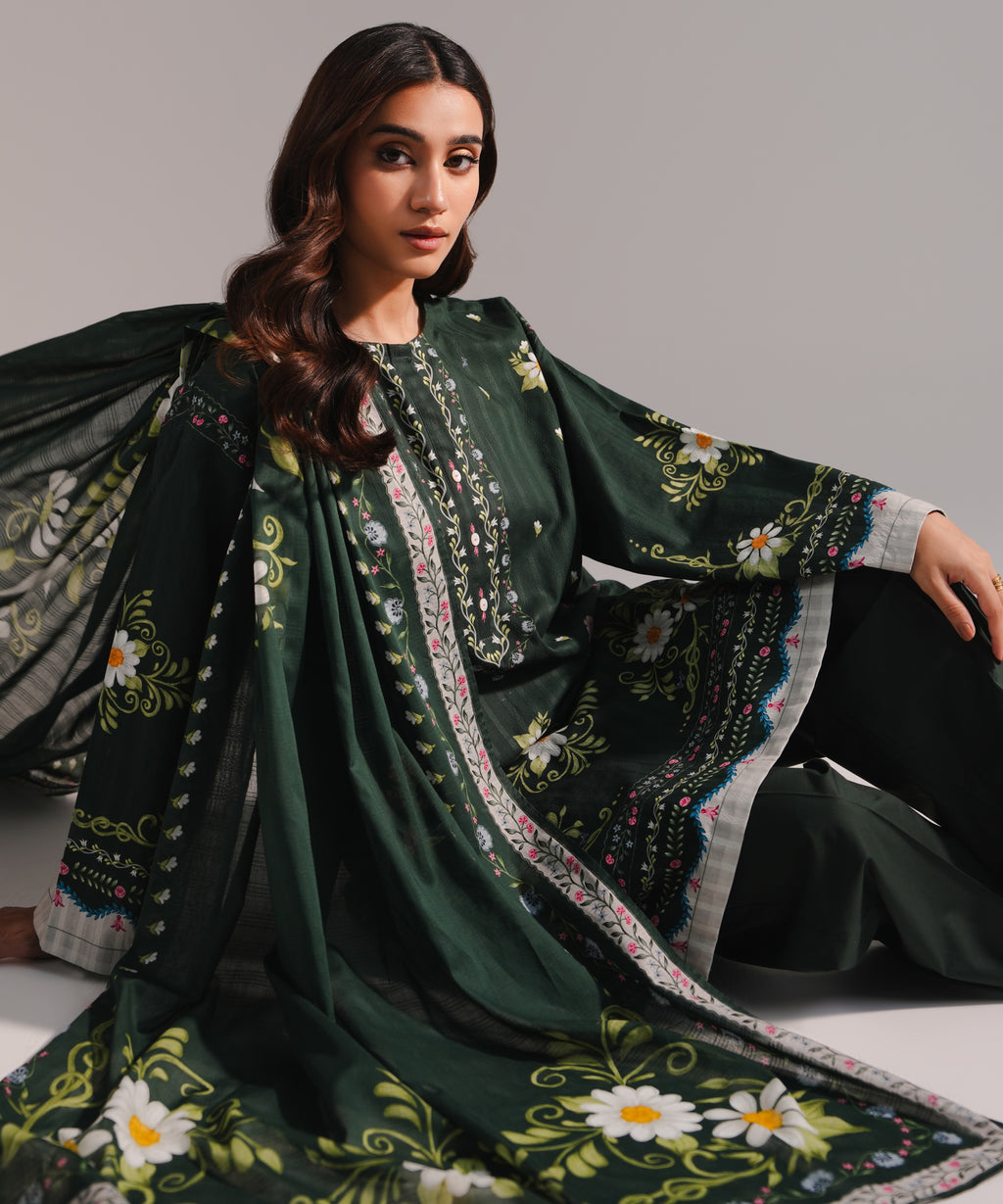 3 Piece - Printed Dobby Suit