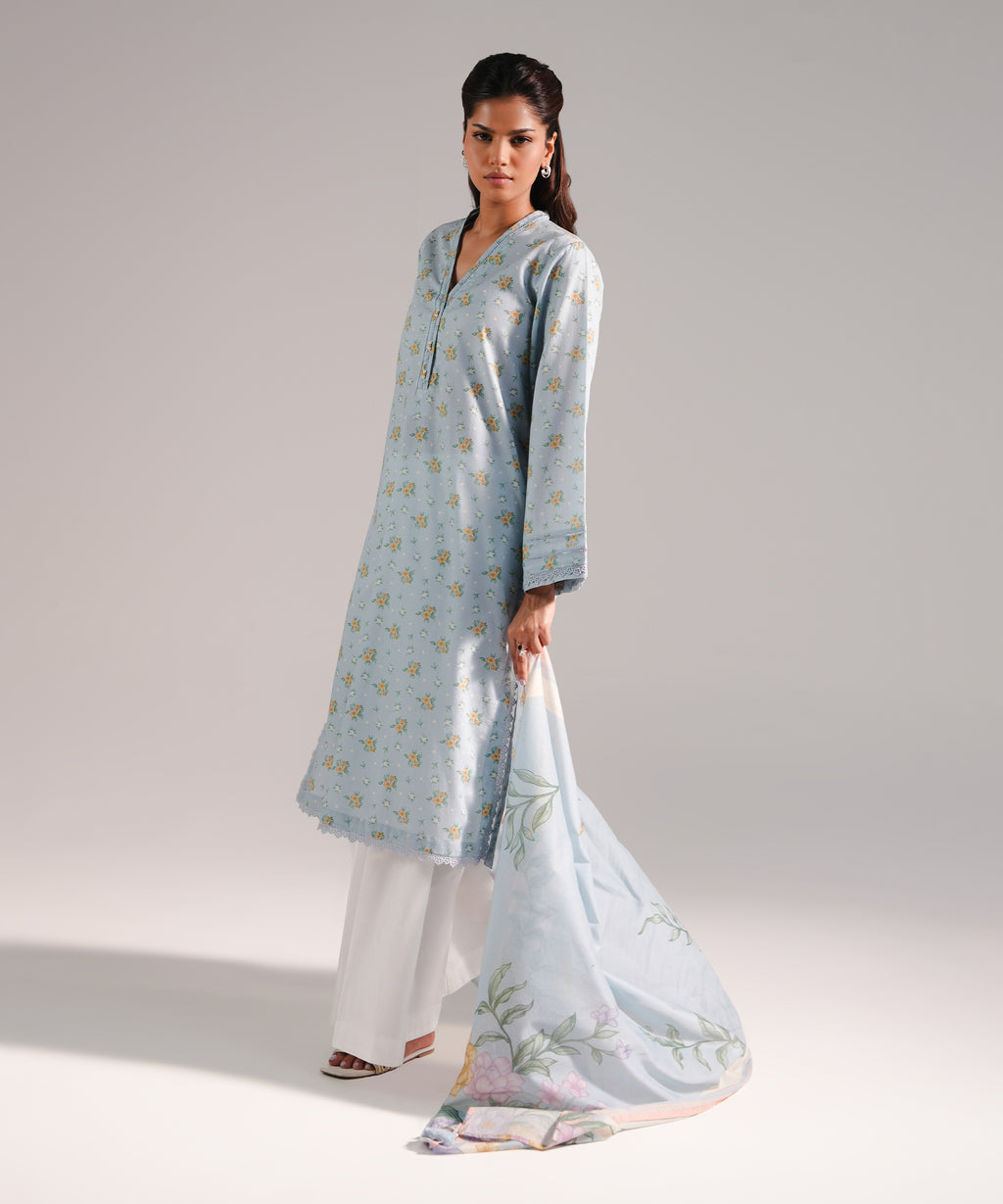 2 Piece - Printed Dobby Suit