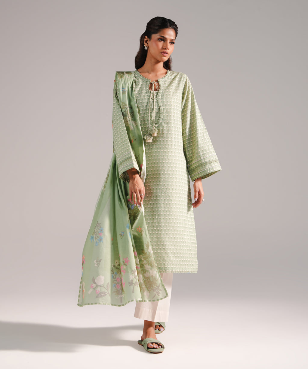 2 Piece - Printed Dobby Suit