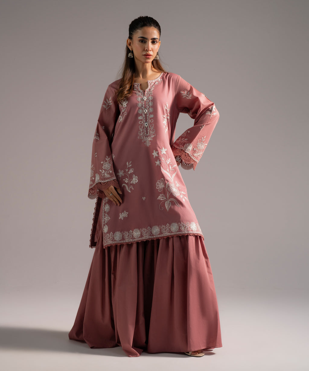 2 Piece - Embroidered Cambric Suit