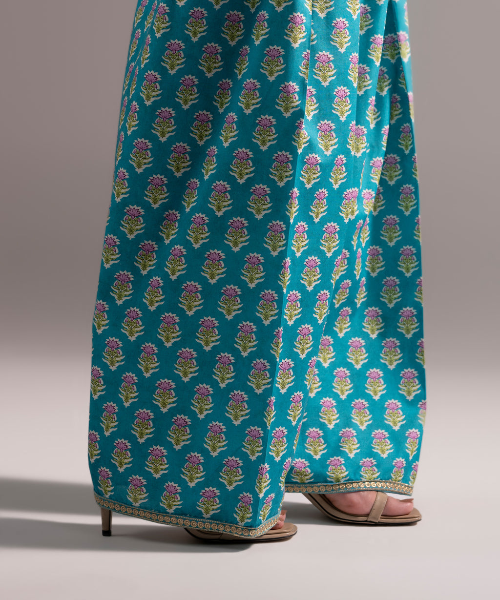 Women's RTW Cambric Embroidered Turquoise Shalwar