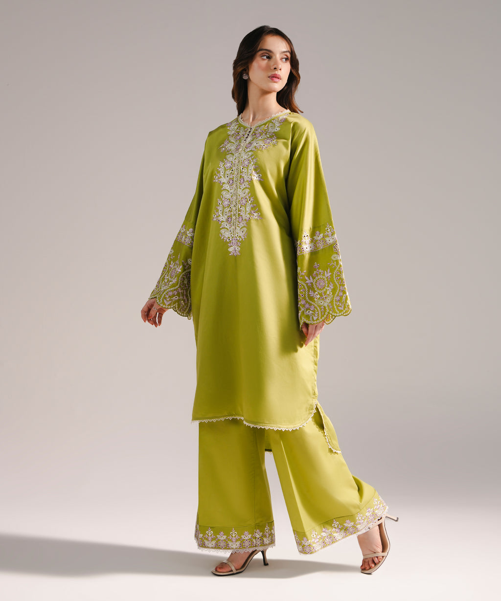 Embroidered Cotton Satin Shirt