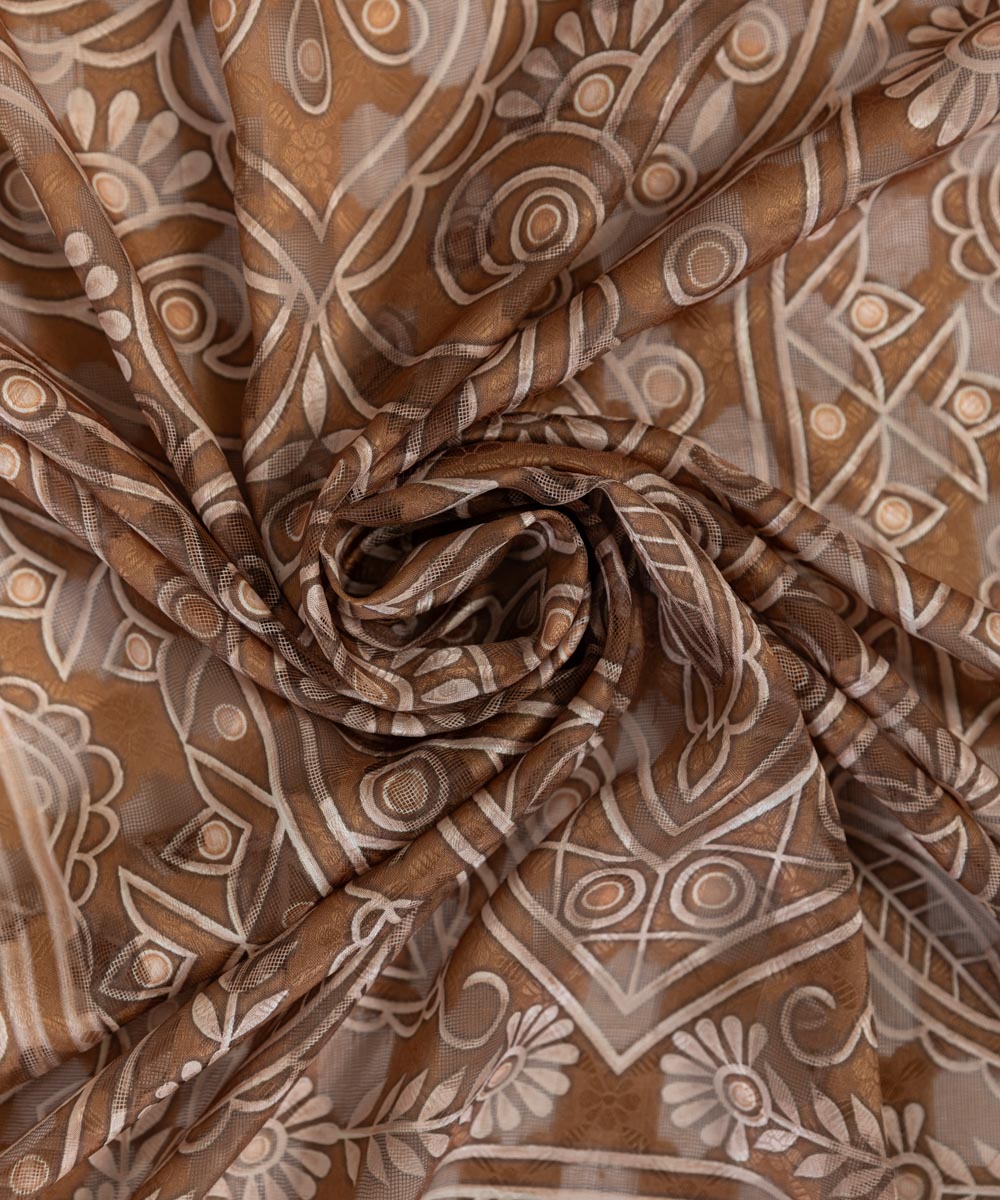 Brochea Jacquard Brown Printed Dupatta