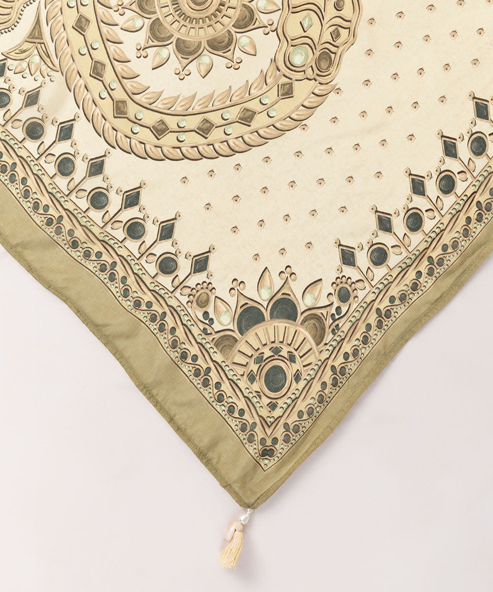 Bemberg Tissue Brown Printed Dupatta