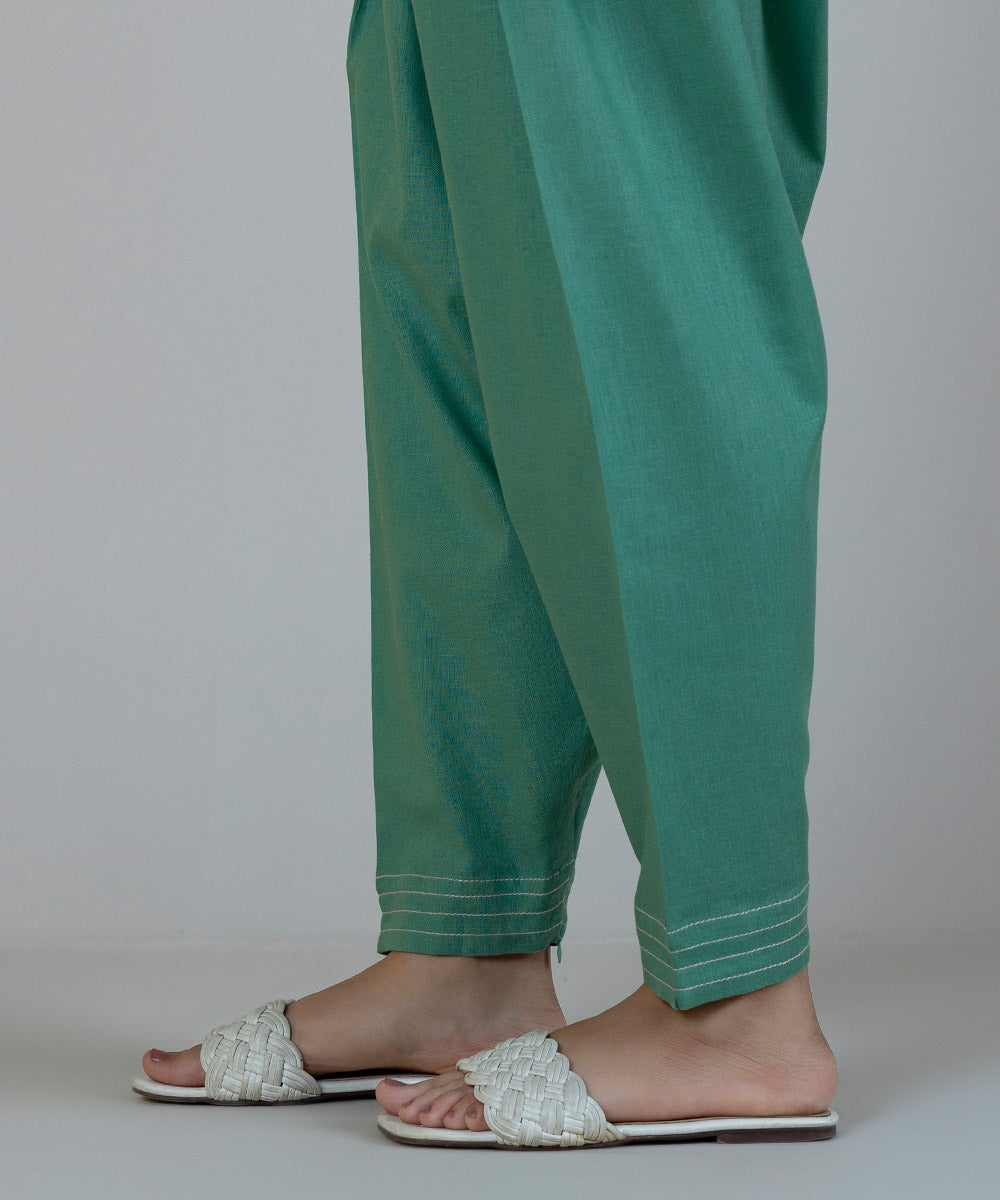 Women's Pret Cotton Linen Green Dyed Shalwar