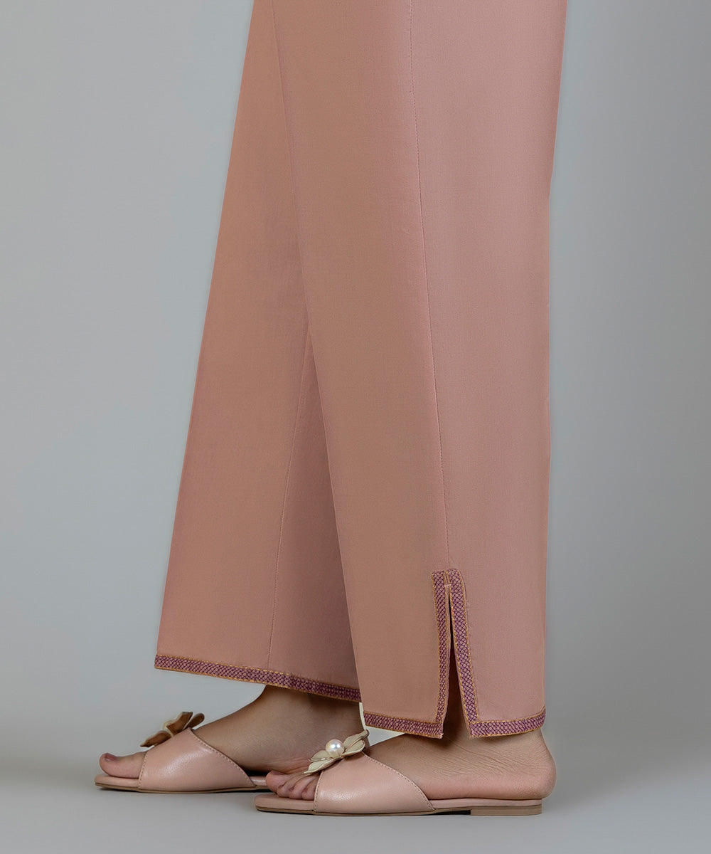 Women's Pret Cambric Embroidered Pink Straight Pants