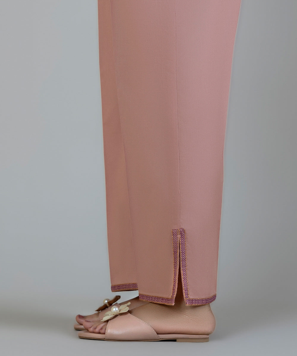 Women's Pret Cambric Embroidered Pink Straight Pants