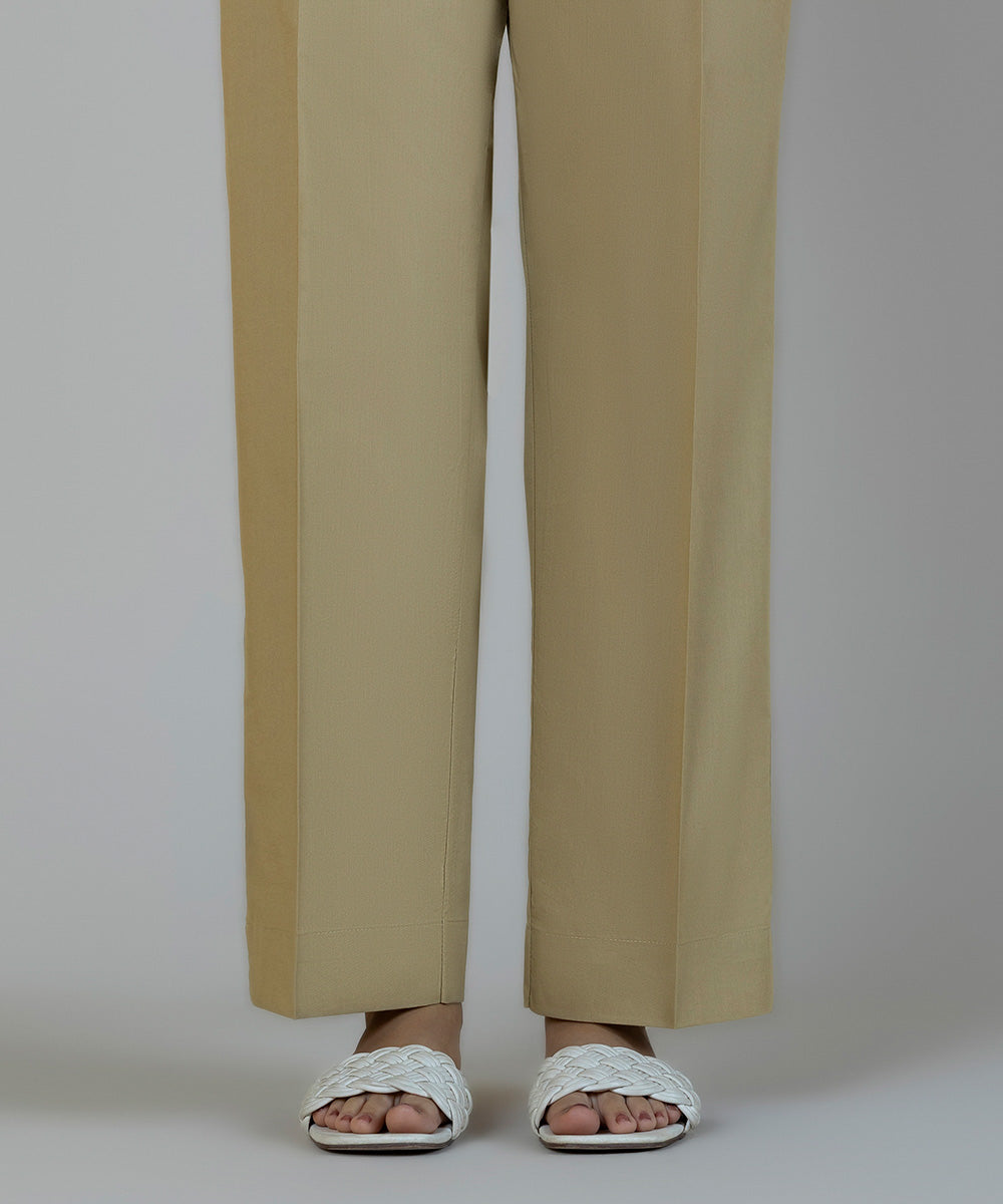 Women's Pret Cambric Brown Dyed Straight Pants