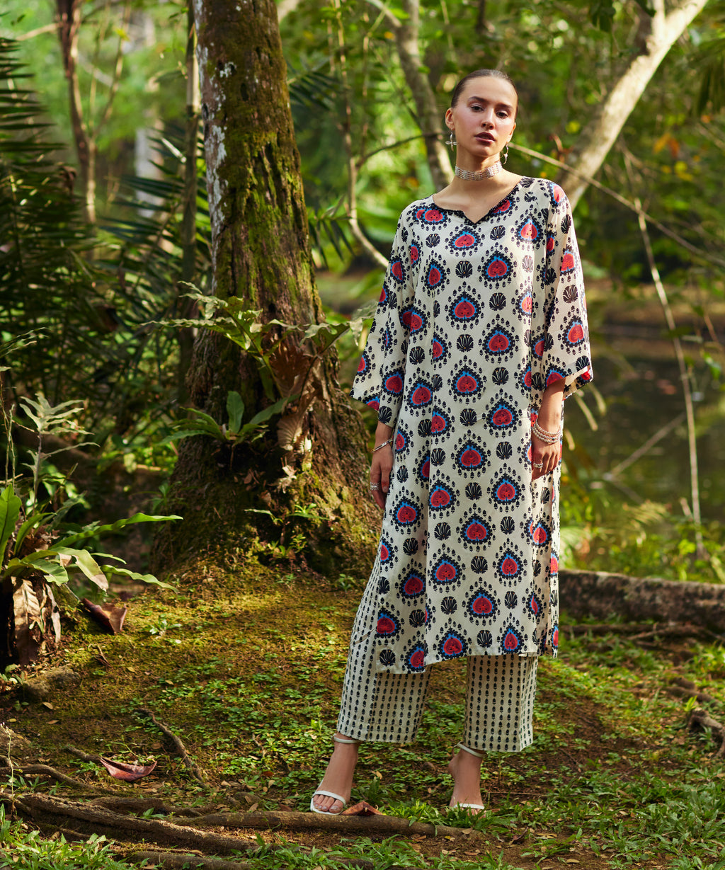 2 Piece - Printed Silk Suit