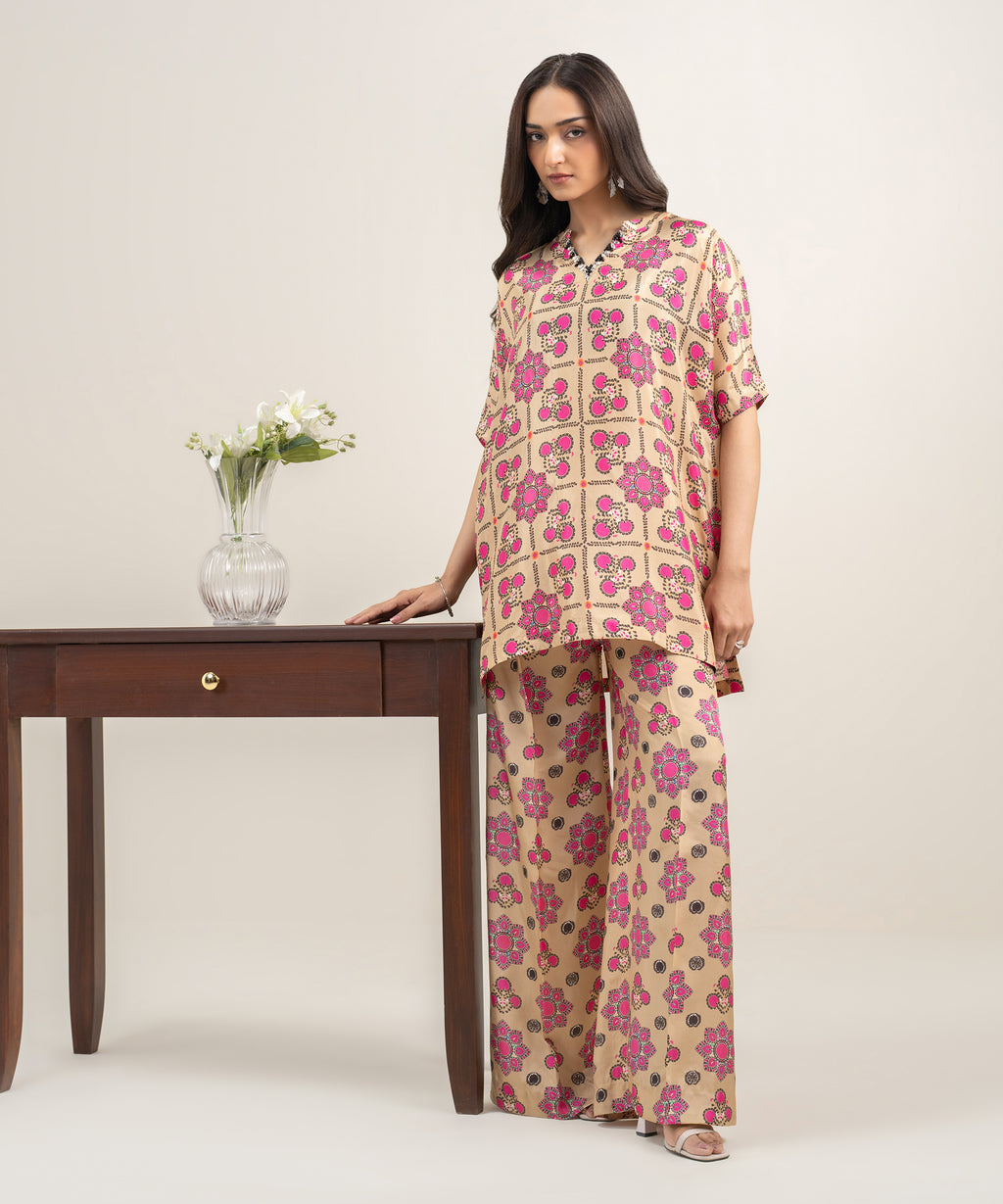 2 Piece - Printed Silk Suit