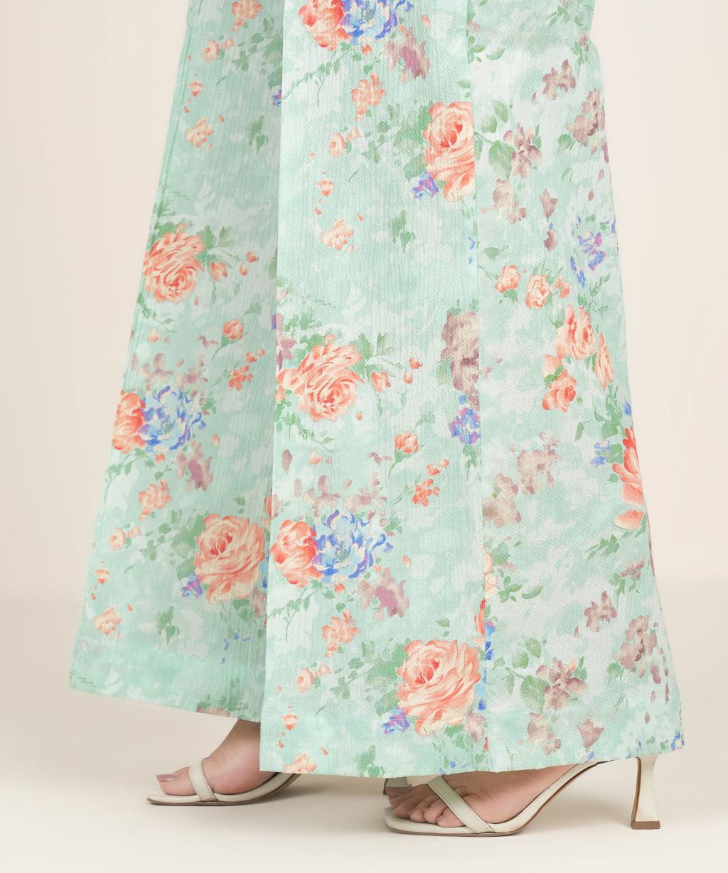 Pinted Seersucker Flared Pants