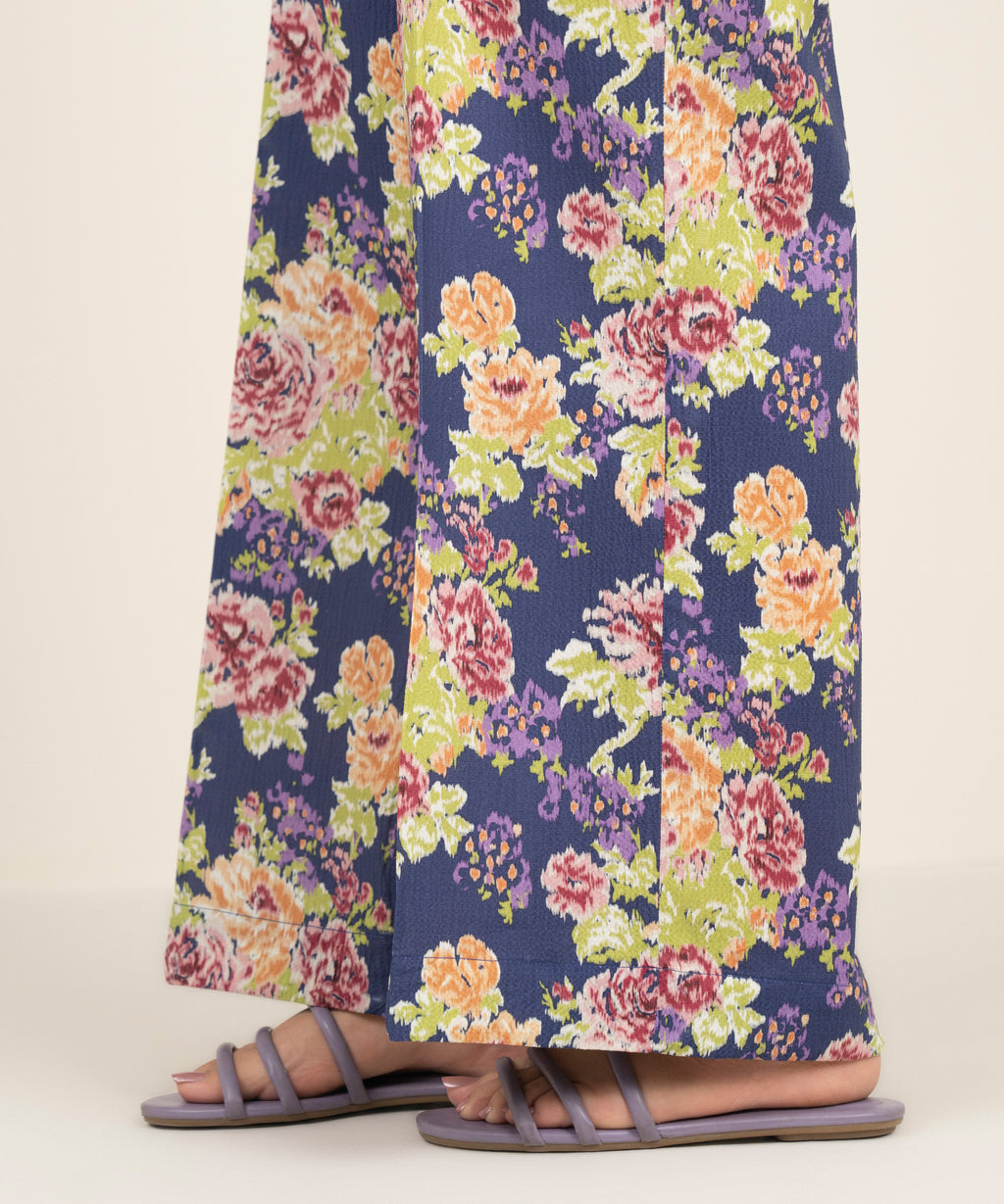 Pinted Seersucker Flared Pants