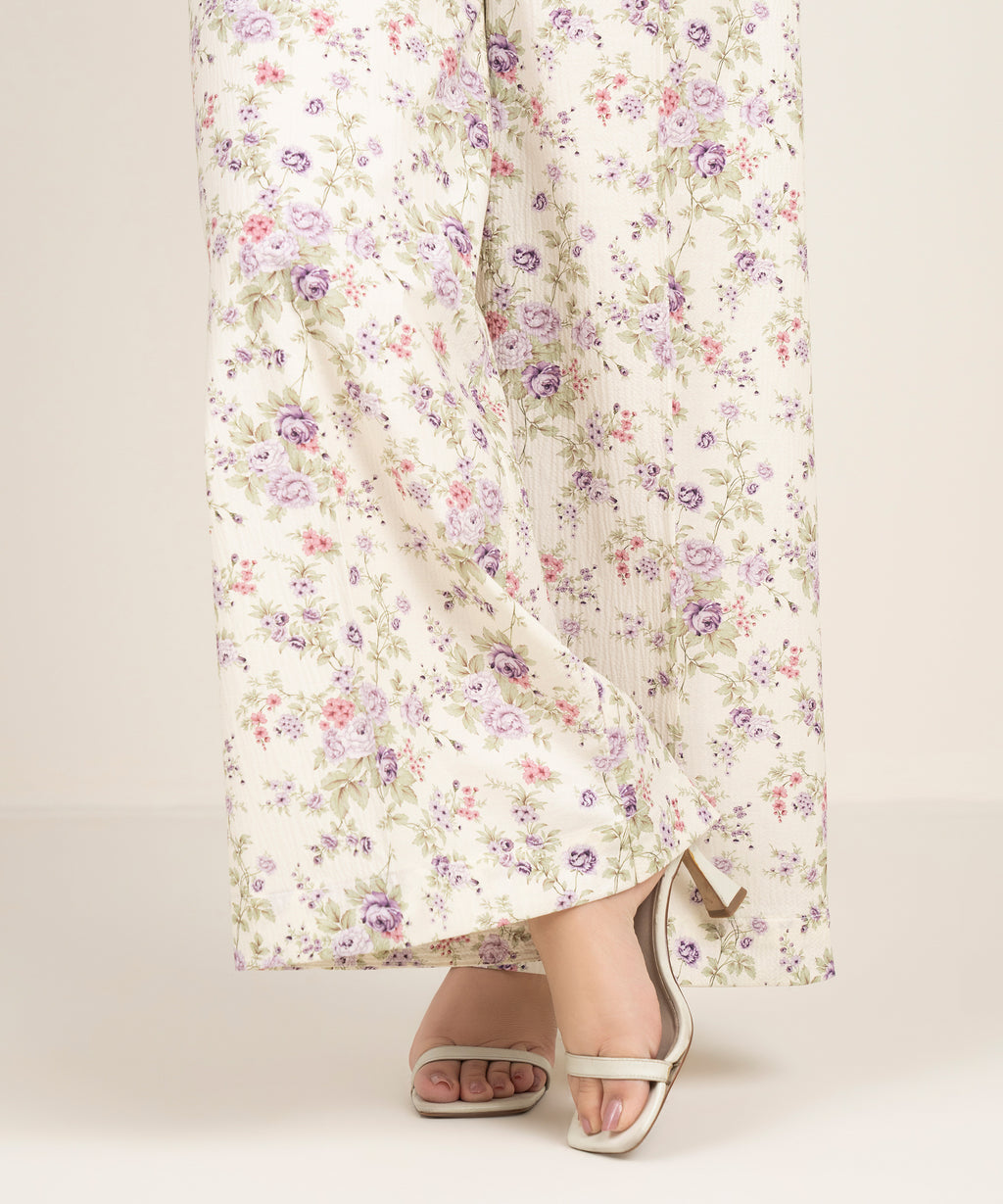 Pinted Seersucker Flared Pants