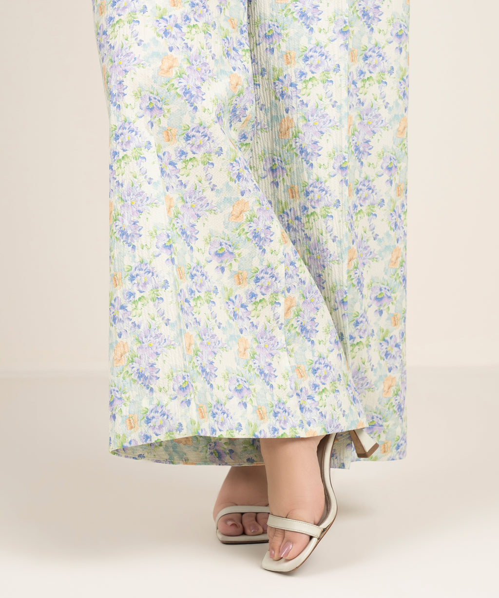 Pinted Seersucker Flared Pants