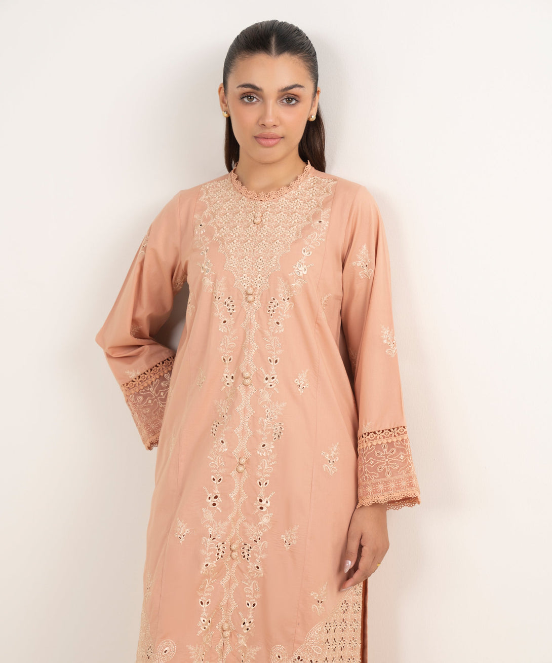 Women's RTW Cambric Peach Dyed Aline Shirt