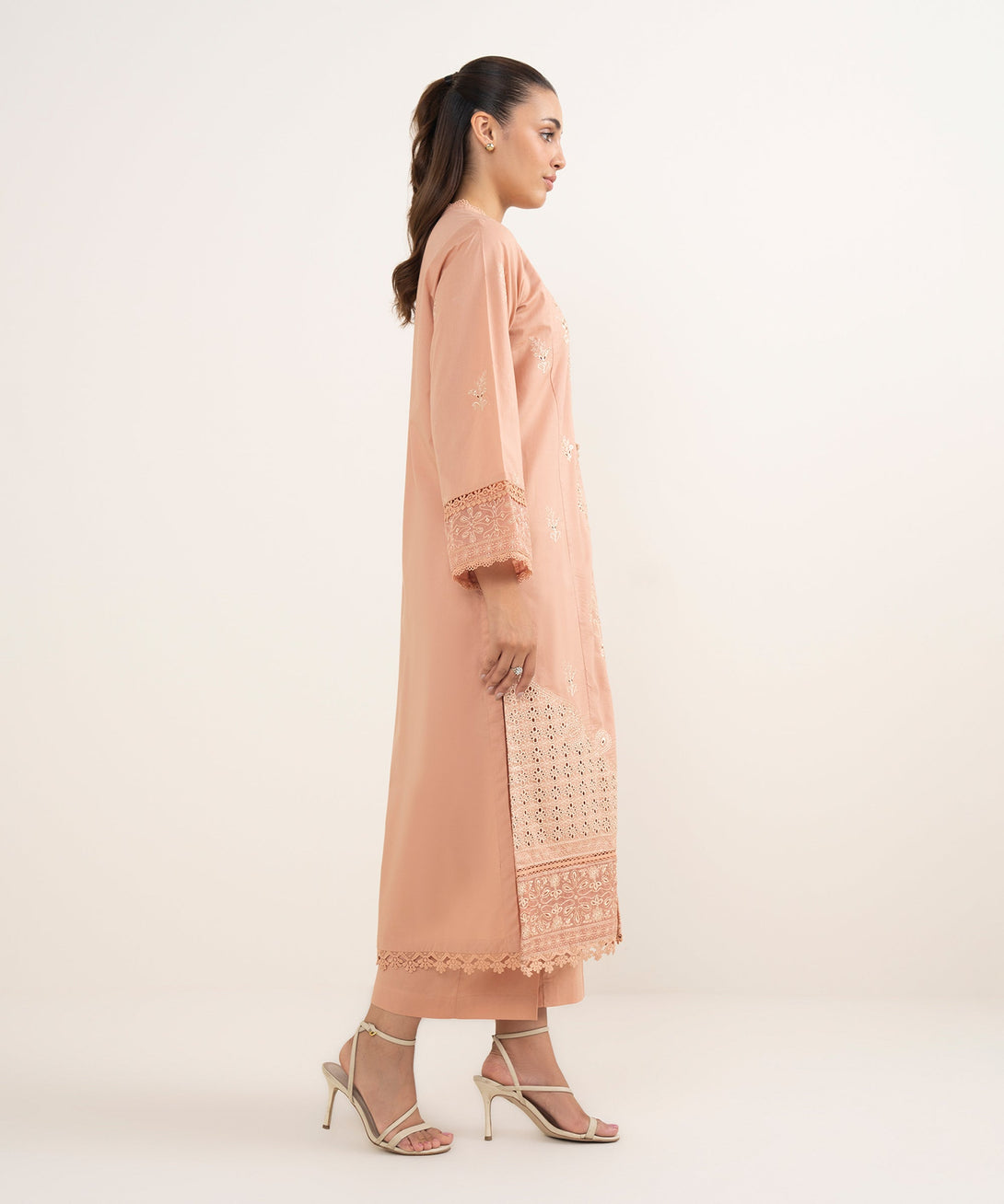 Women's RTW Cambric Peach Dyed Aline Shirt