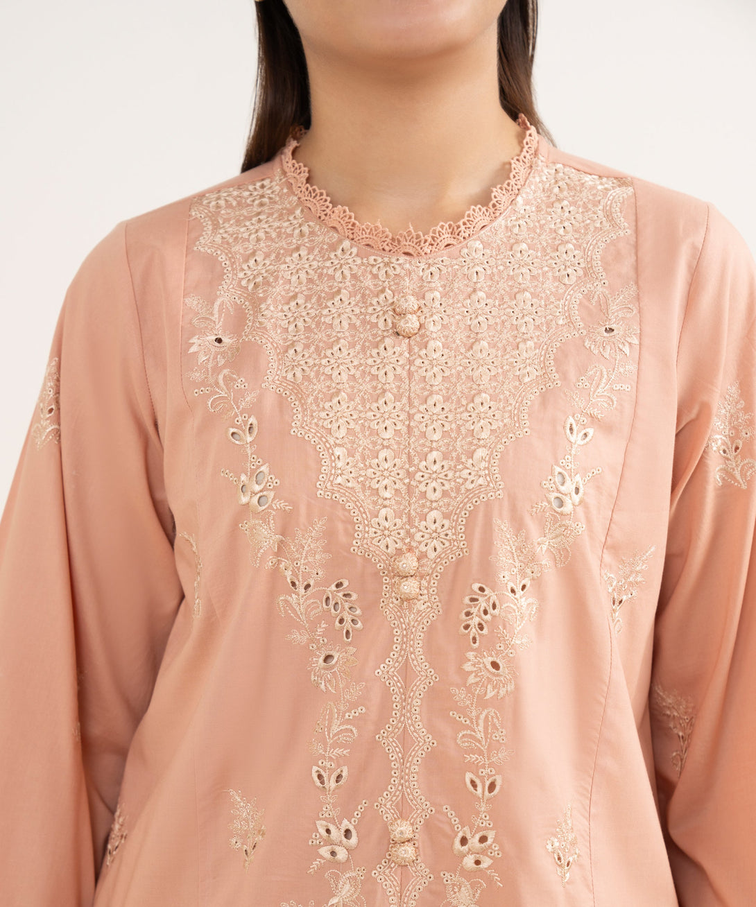 Women's RTW Cambric Peach Dyed Aline Shirt