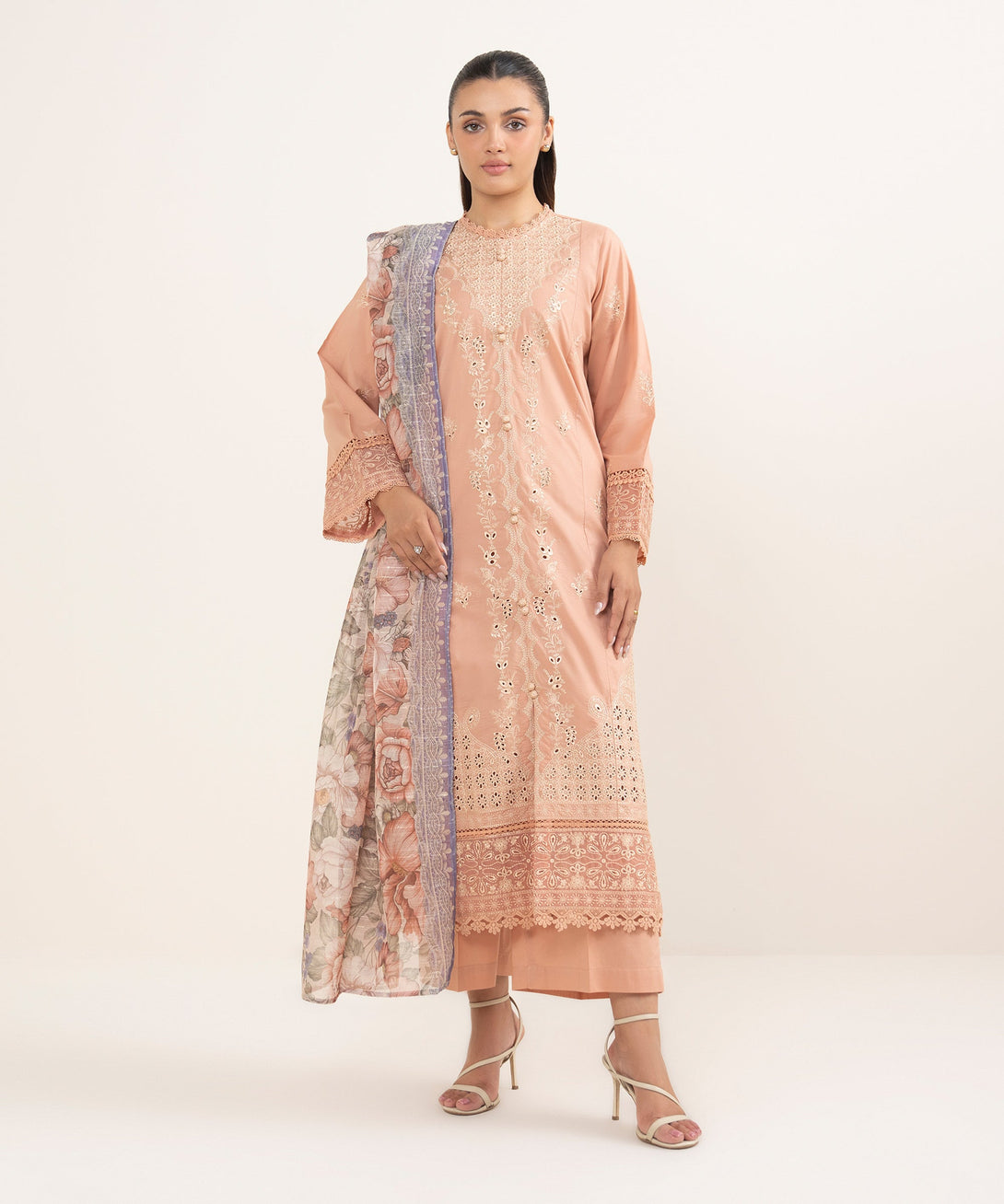 Women's RTW Cambric Peach Dyed Aline Shirt