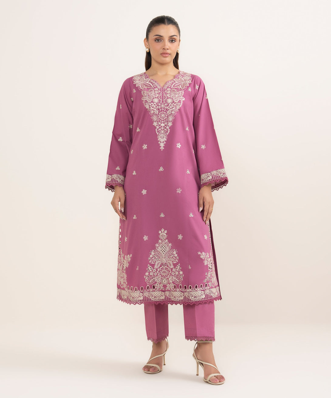 Women's RTW Cambric Pink Dyed Aline Shirt