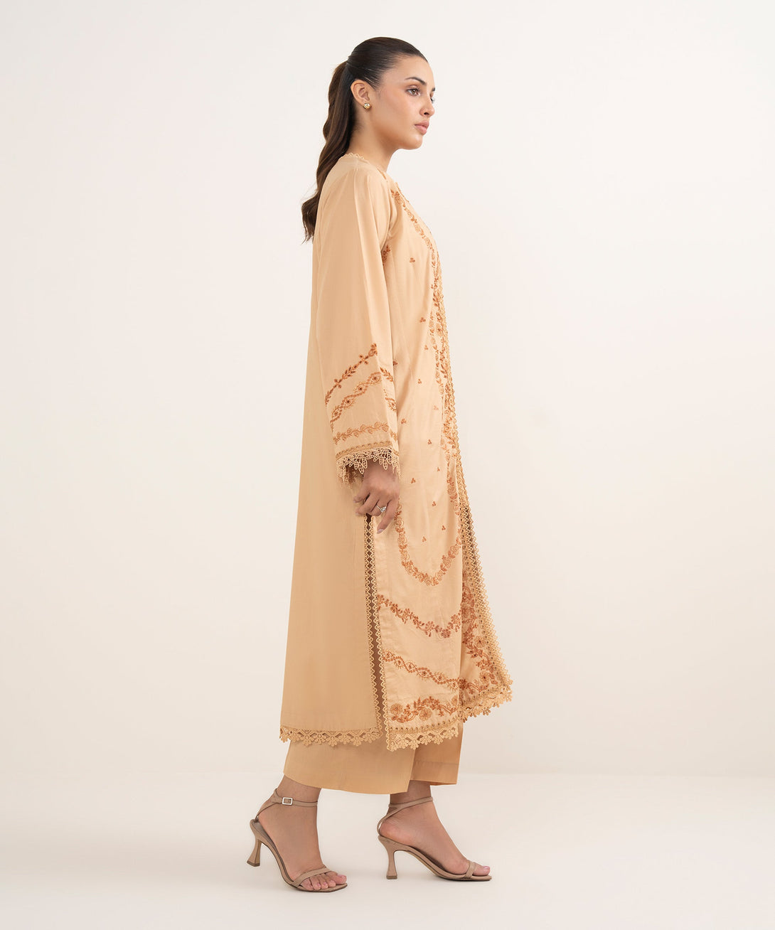 Women's RTW Cambric Brown Dyed Aline Shirt