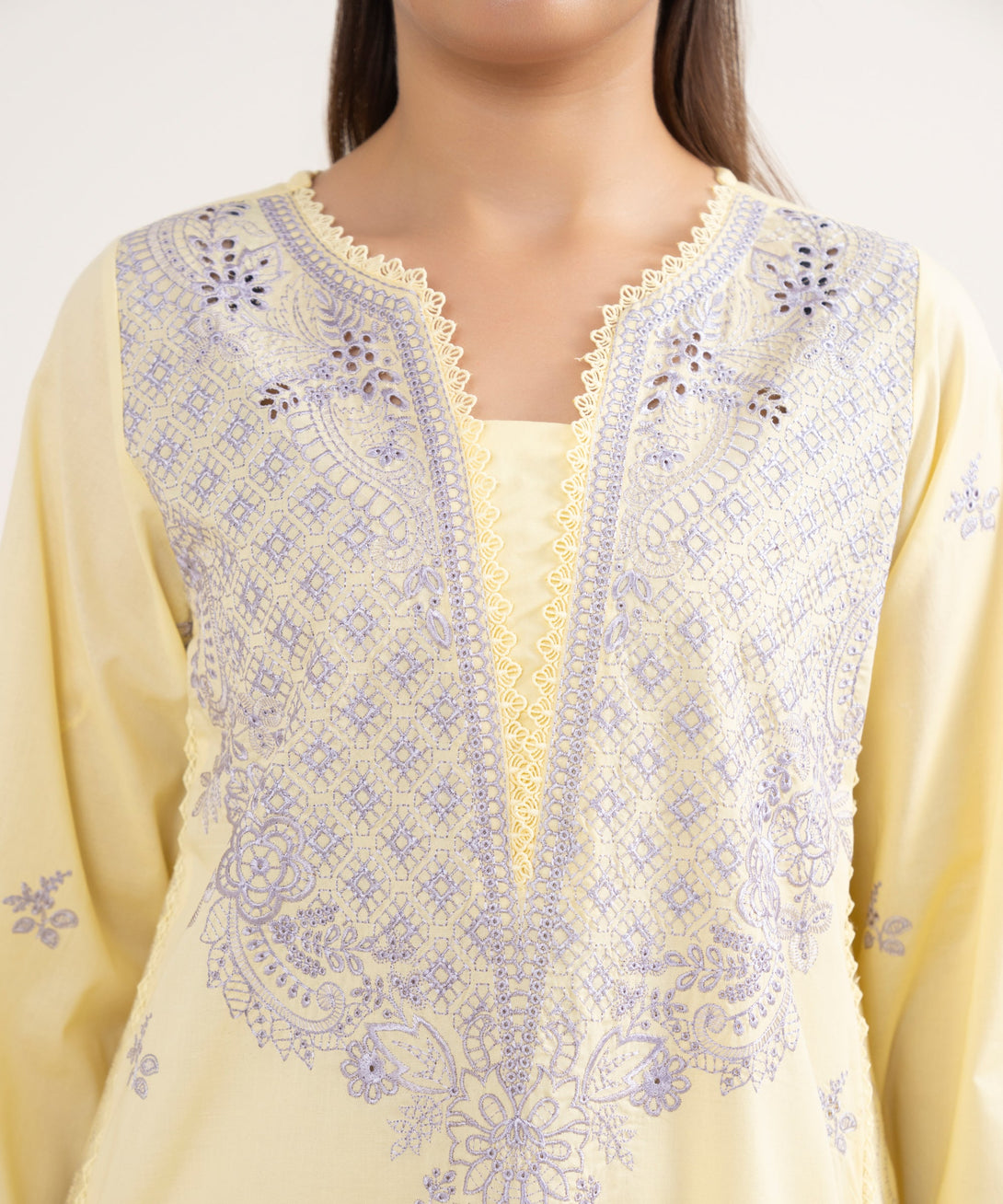 Women's RTW Cambric Lime Yellow Dyed Aline Shirt