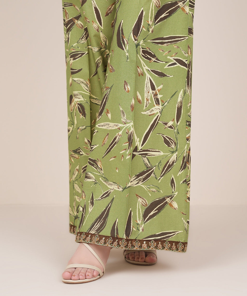 Embroidered Cambric Flared Pants