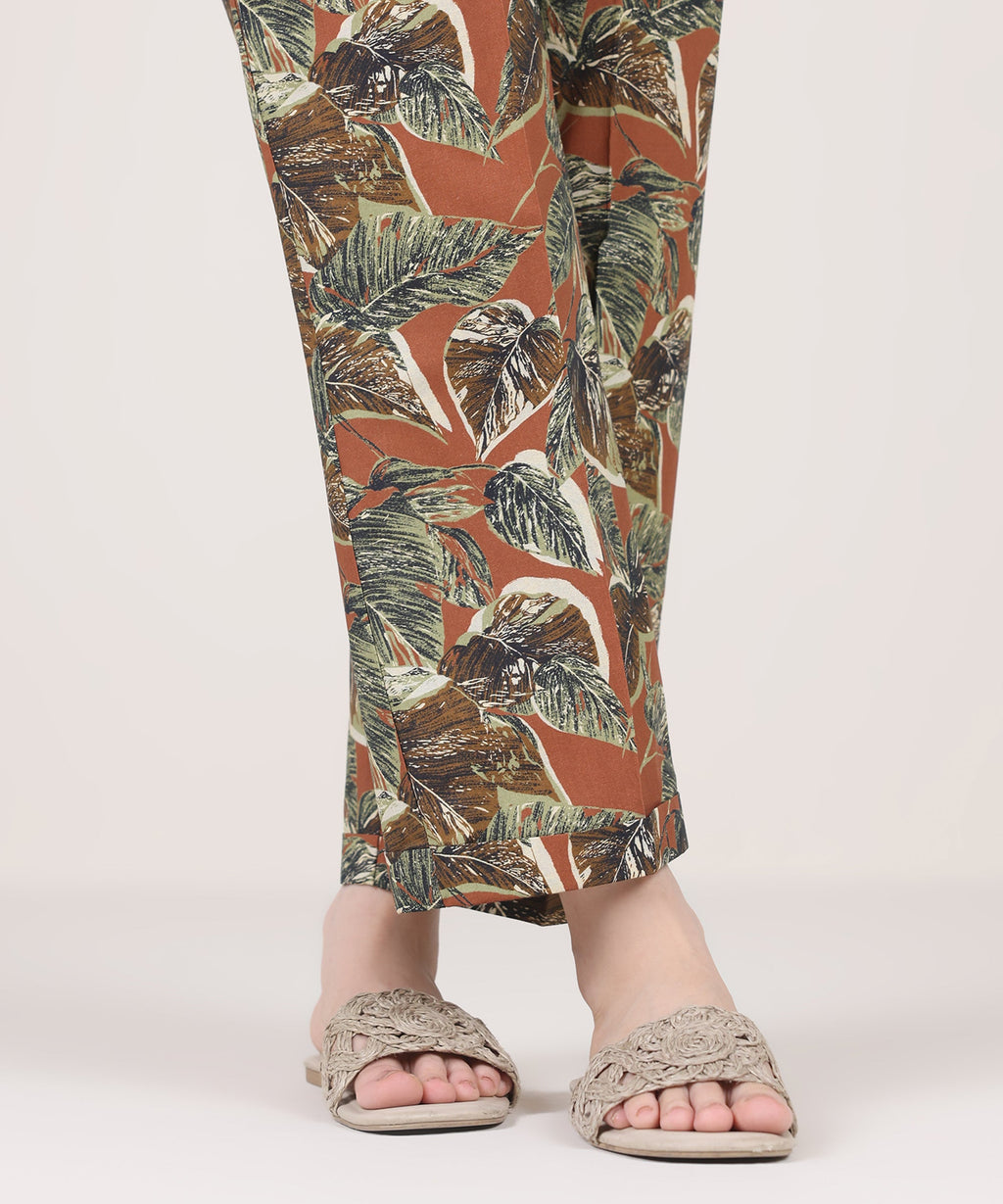 Printed Cambric Straight Pants