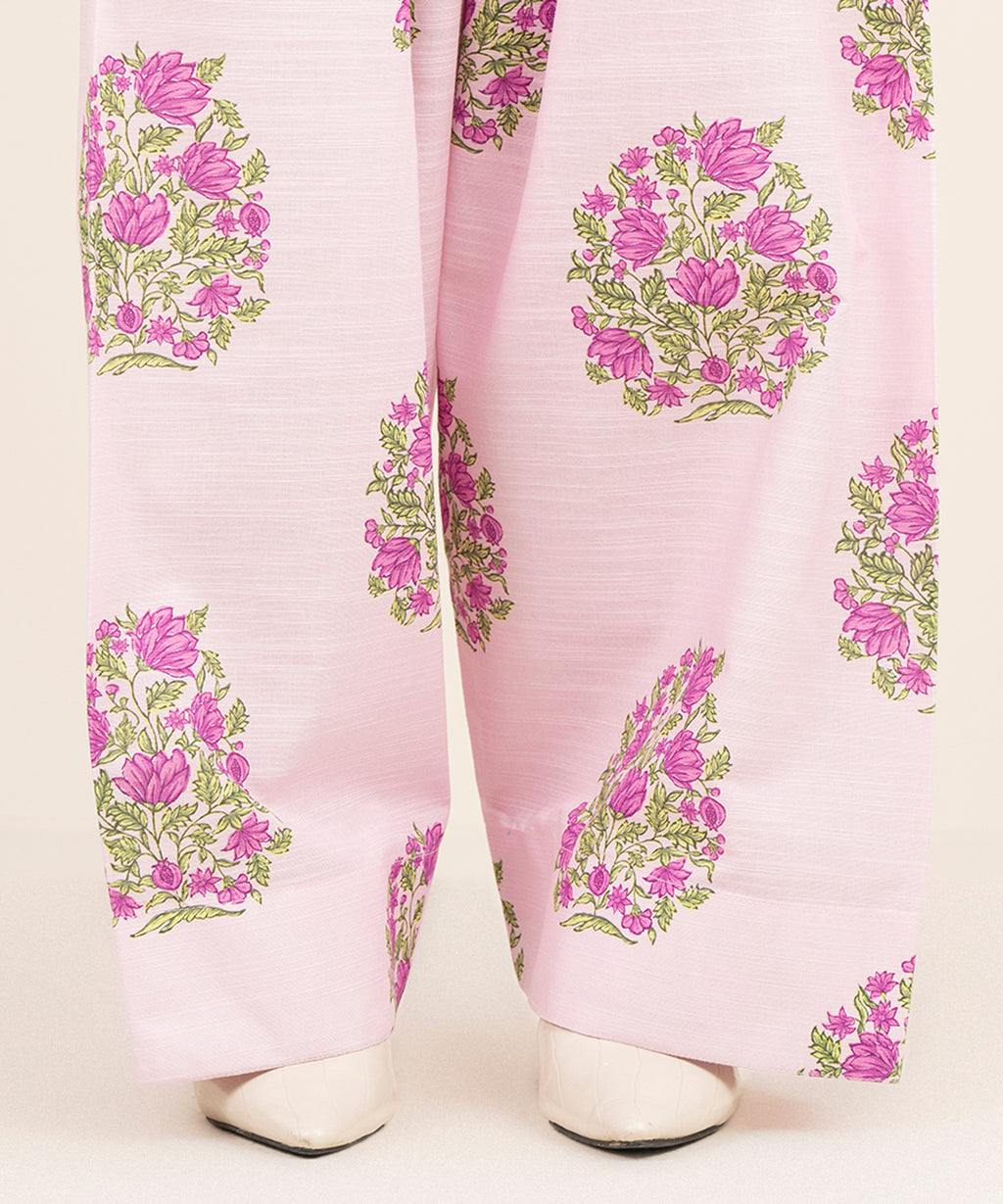 Women's RTW Light Khaddar Purple Printed Farshi Shalwar