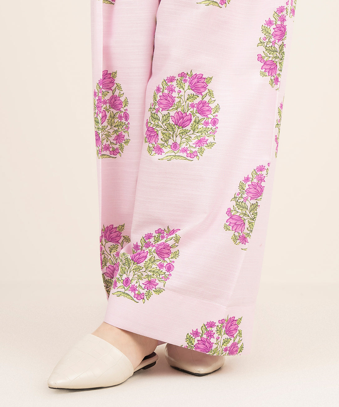 Women's RTW Light Khaddar Purple Printed Farshi Shalwar