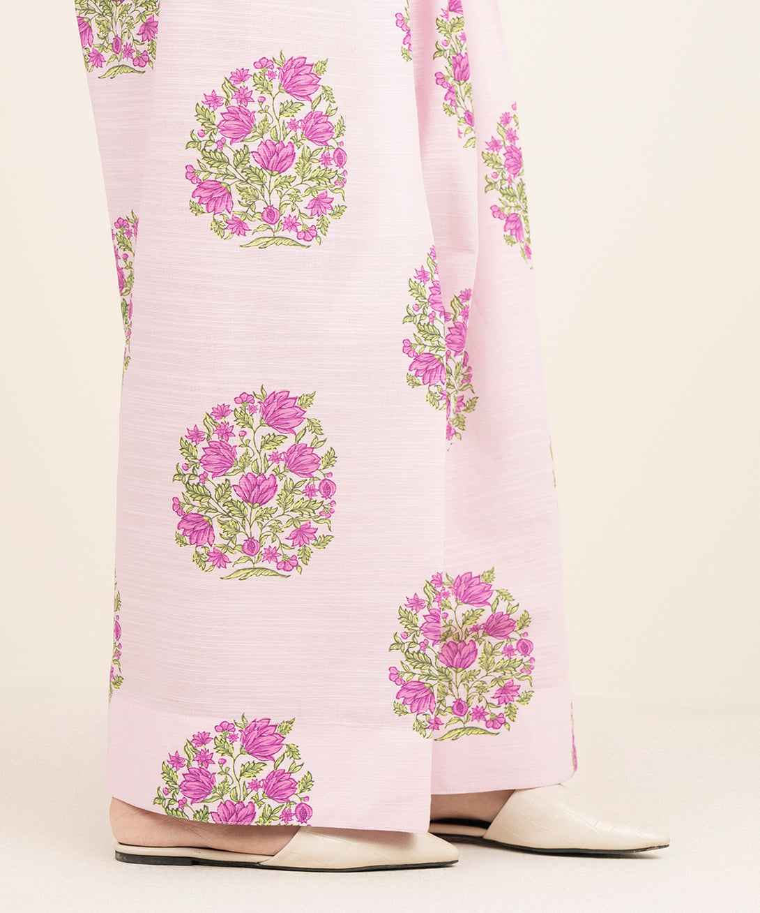 Women's RTW Light Khaddar Purple Printed Farshi Shalwar