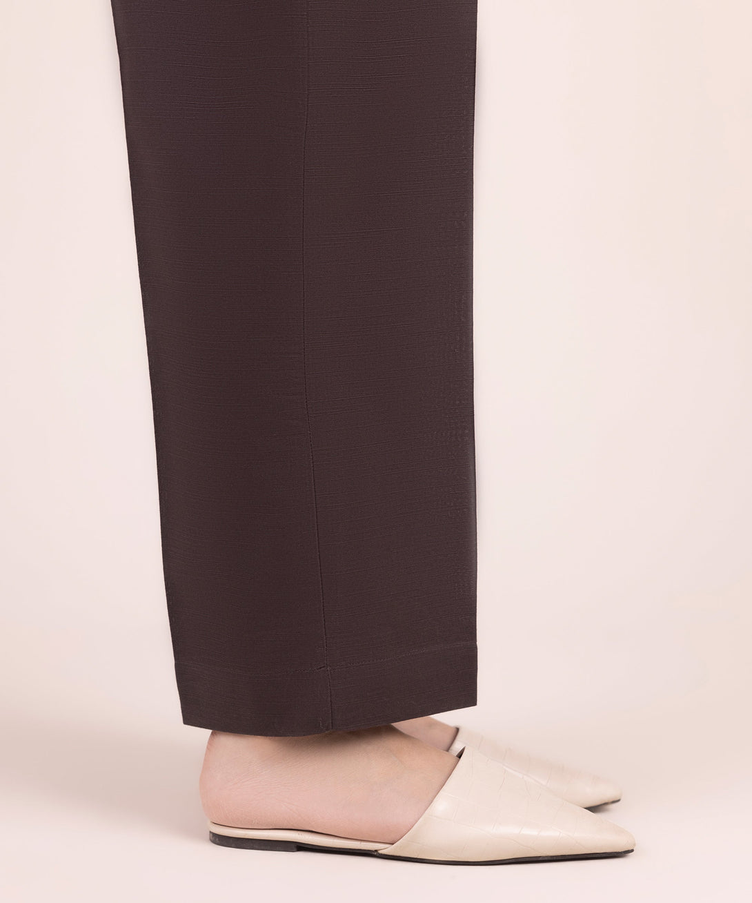 Women's RTW Khaddar Solid Brown Straight Pants