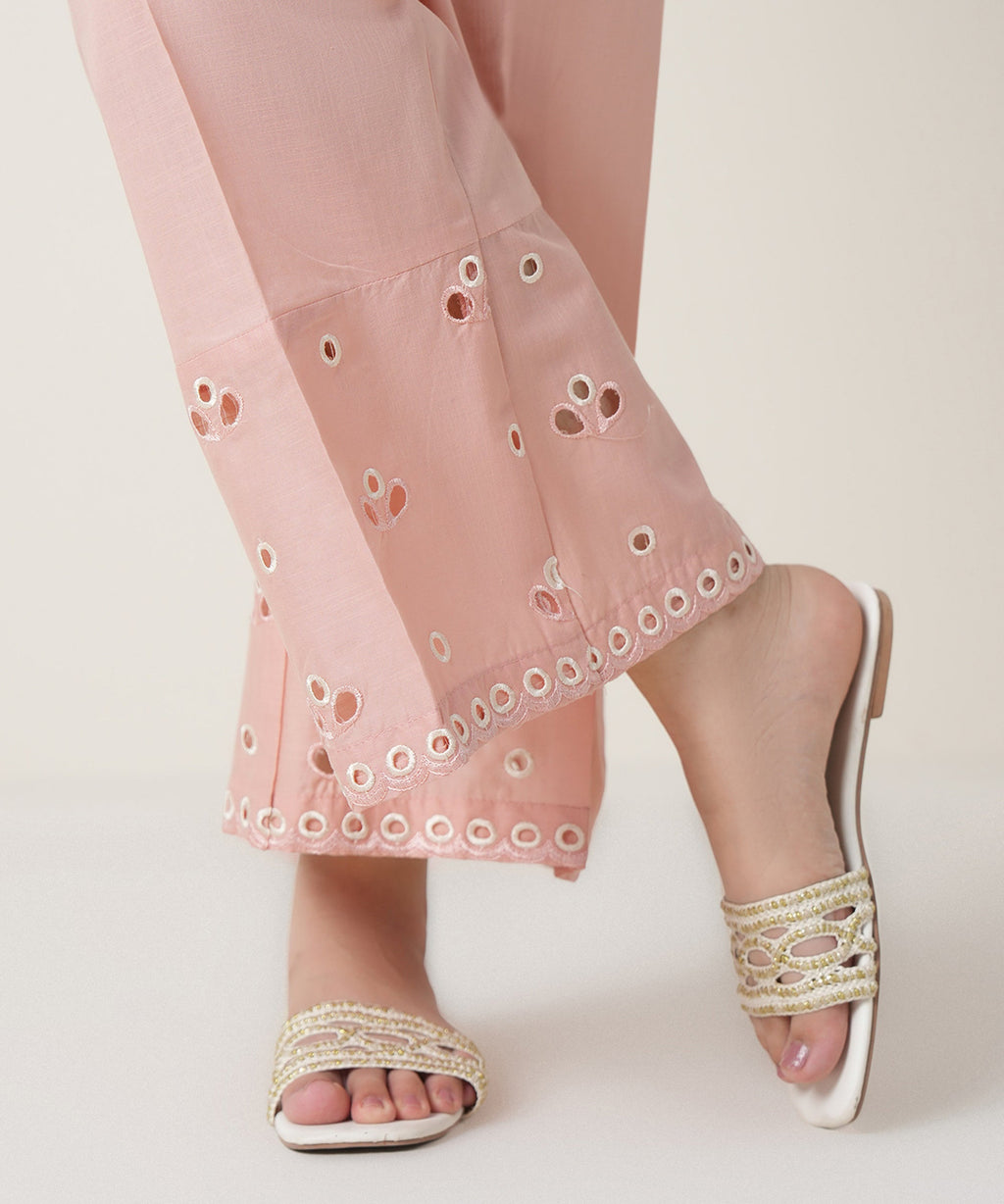 Women's RTW Cross Hatch Pink Embroidered Trousers