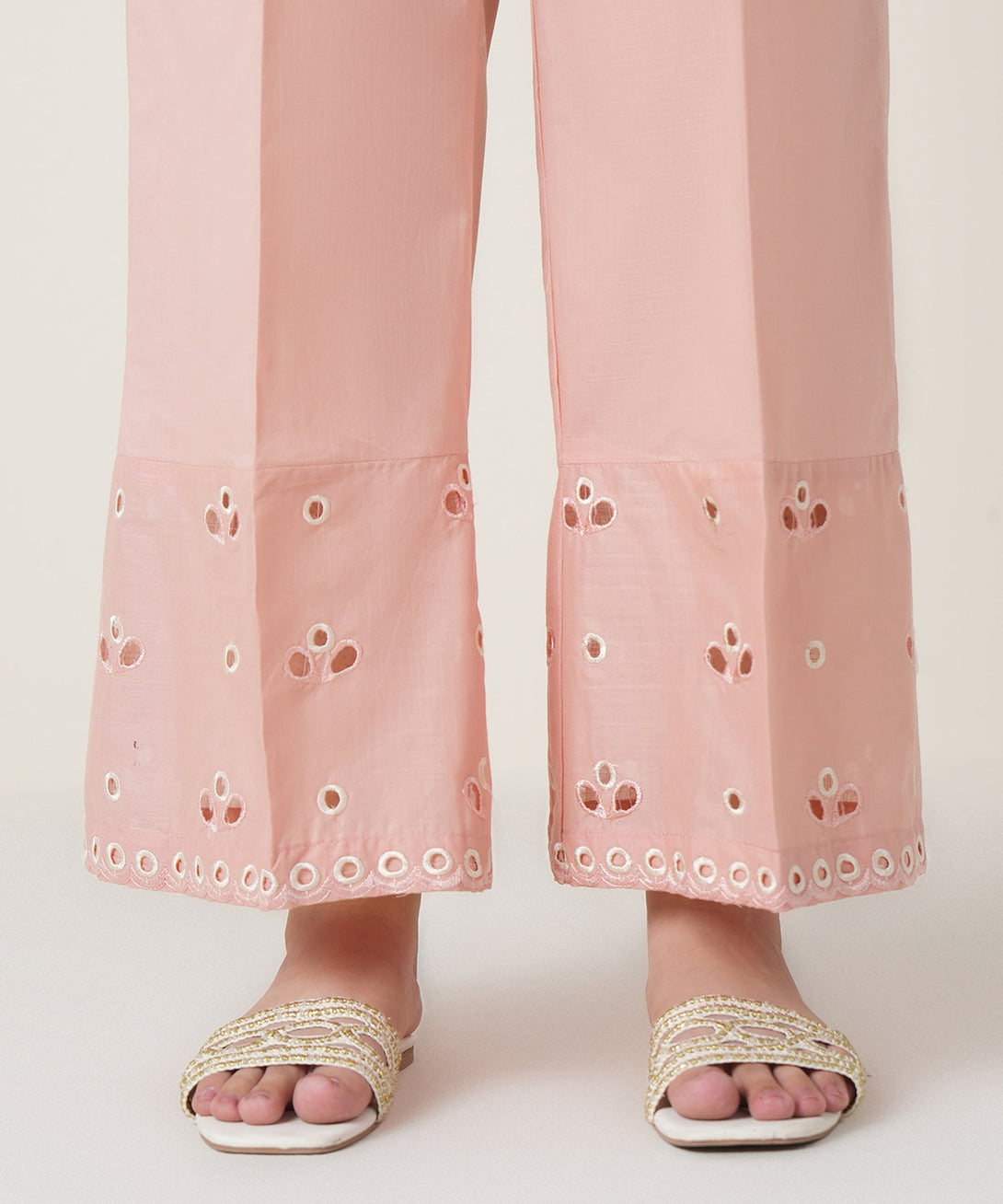Women's RTW Cross Hatch Pink Embroidered Trousers
