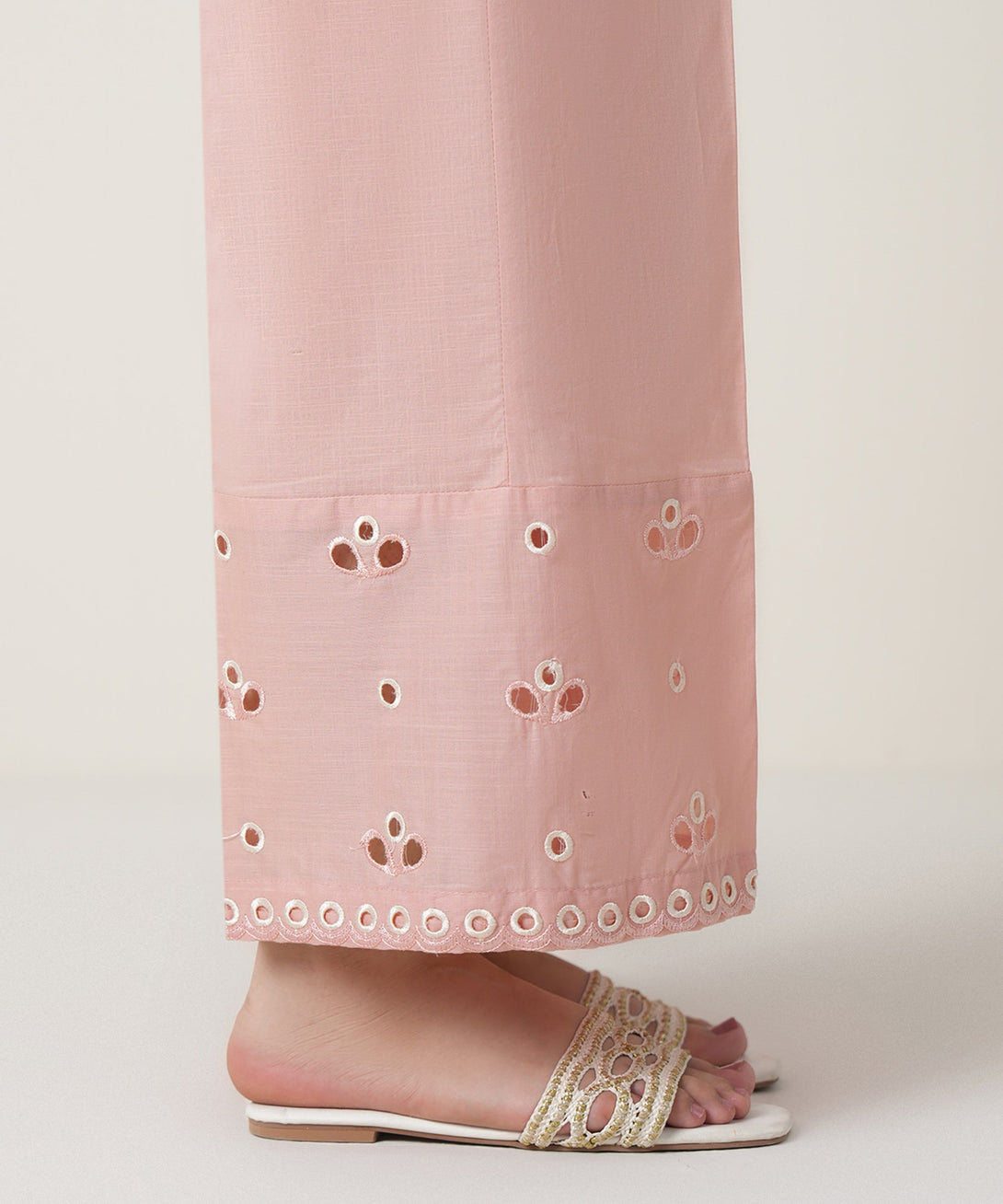 Women's RTW Cross Hatch Pink Embroidered Trousers