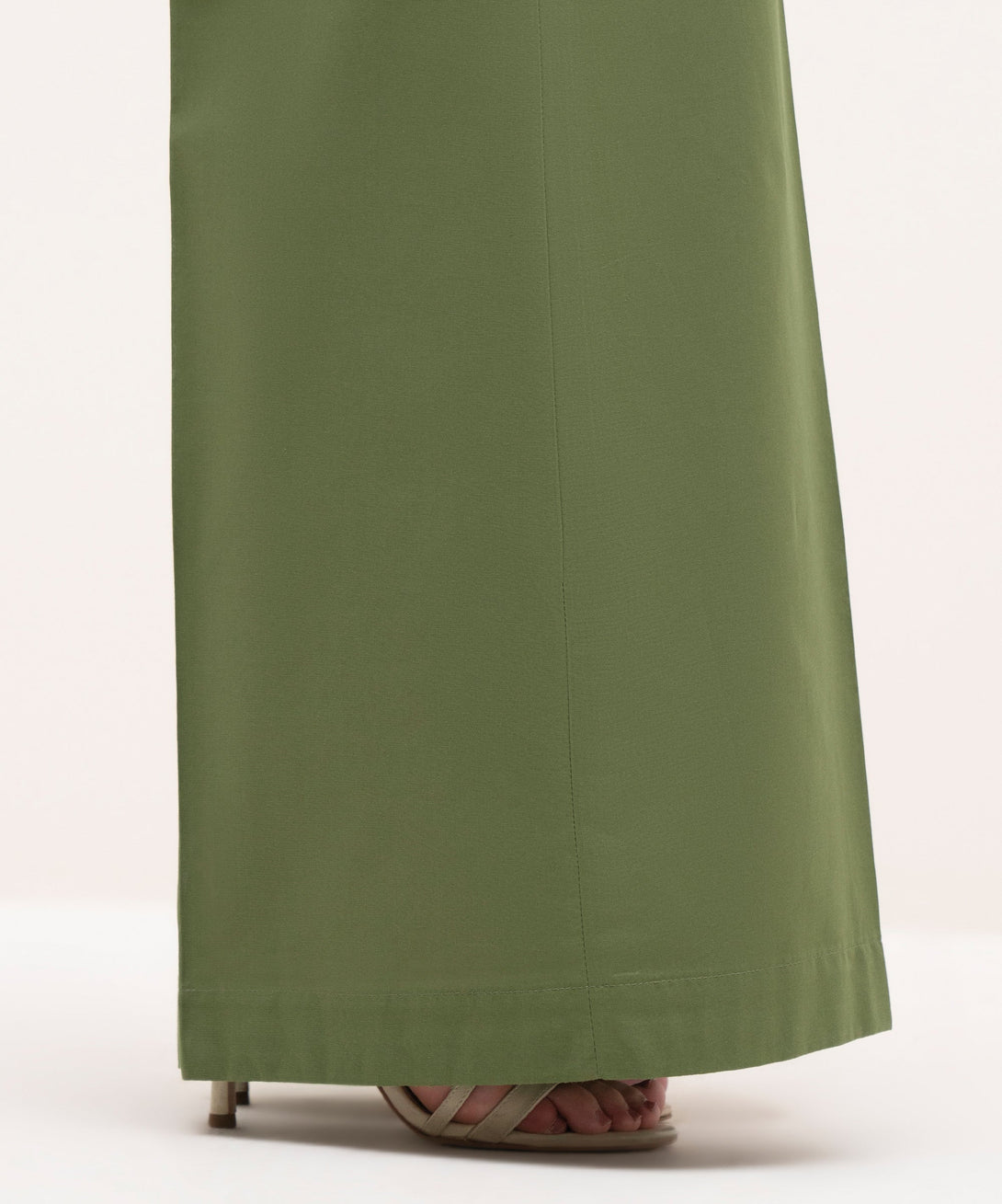 Women's RTW Cambric Green Solid Flared Pants