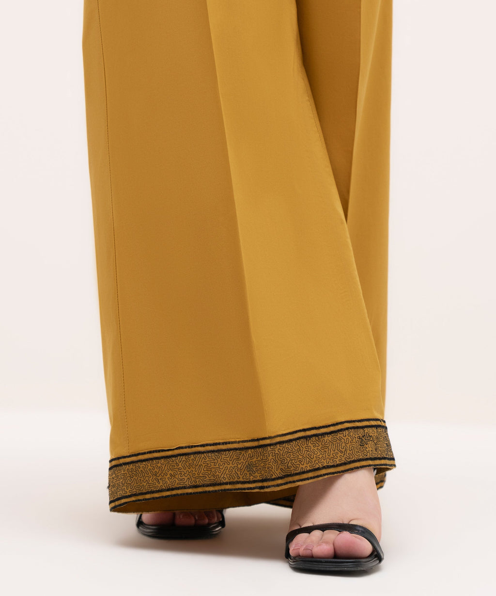 Embroidered Cambric Flared Pants