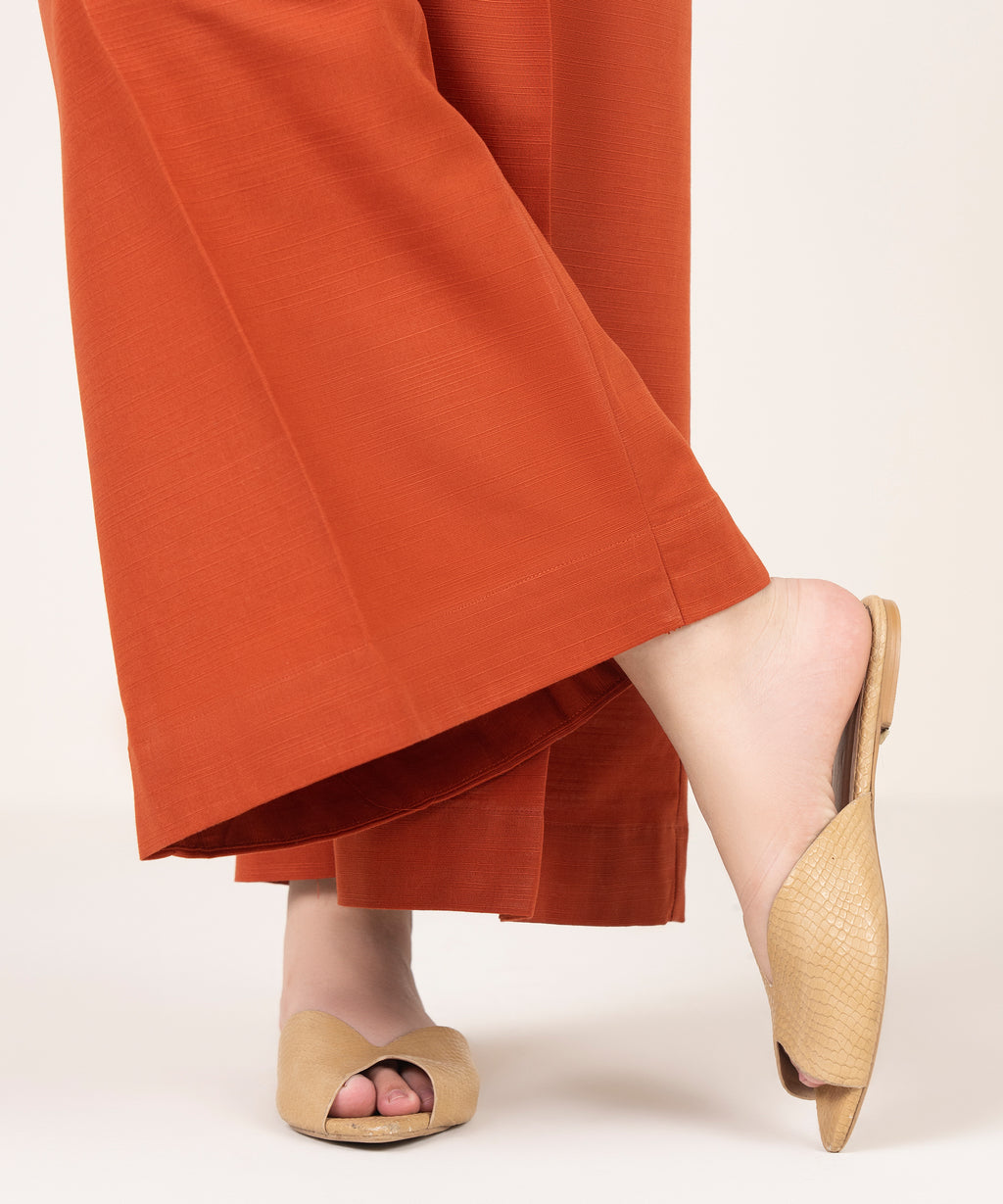 Solid Cotton Flared Pants