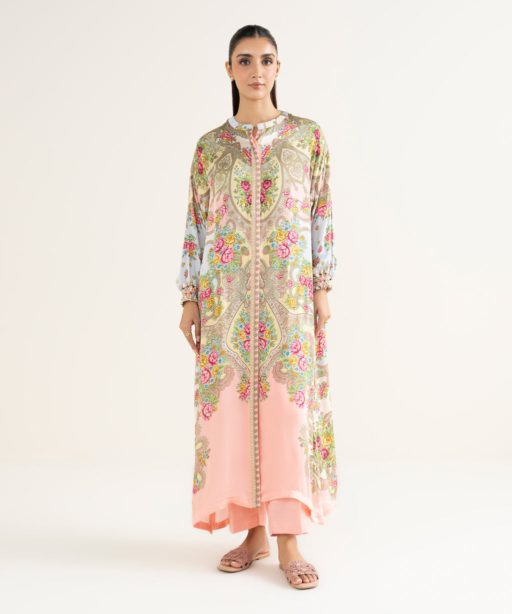 2 Piece - Printed Silk Suit