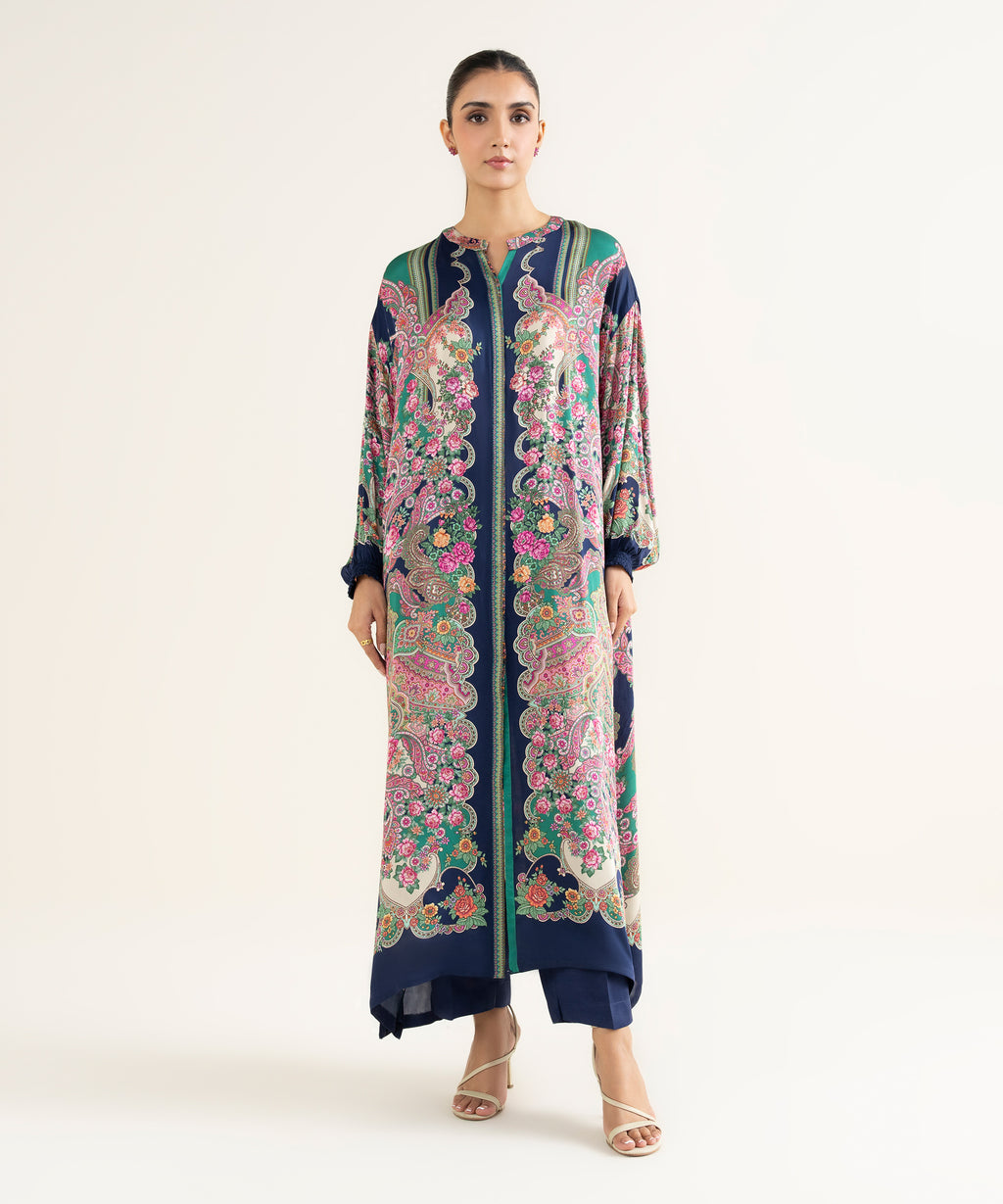 2 Piece - Printed Silk Suit
