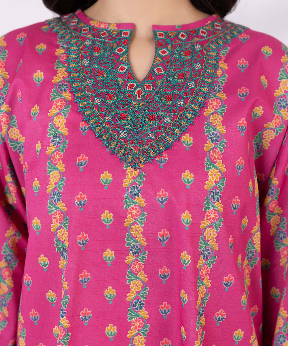 Women's Pret Lawn Printed Embroidered Pink Straight Shirt