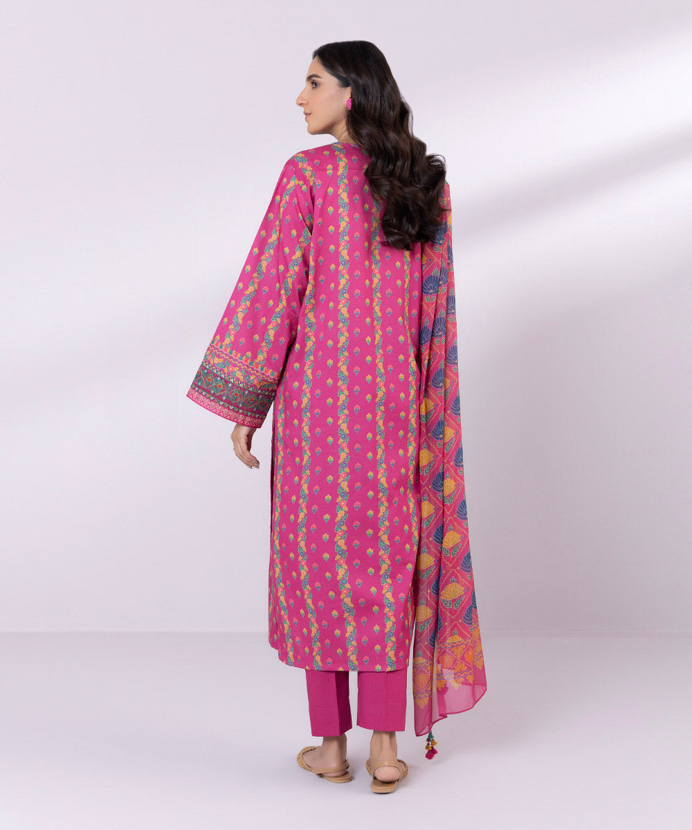 Women's Pret Lawn Printed Embroidered Pink Straight Shirt