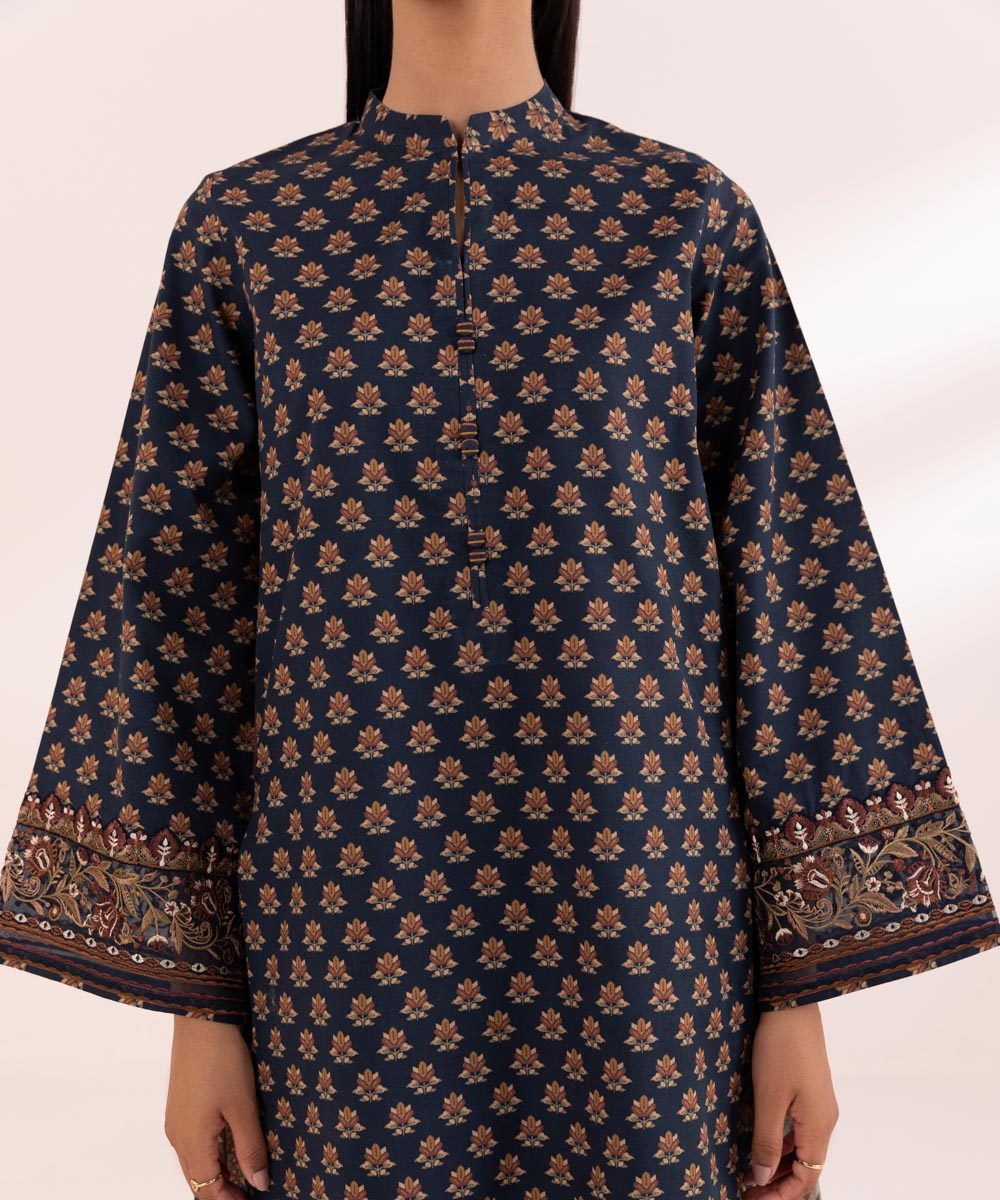 Women's Pret Lawn Printed Embroidered Black A-Line Shirt